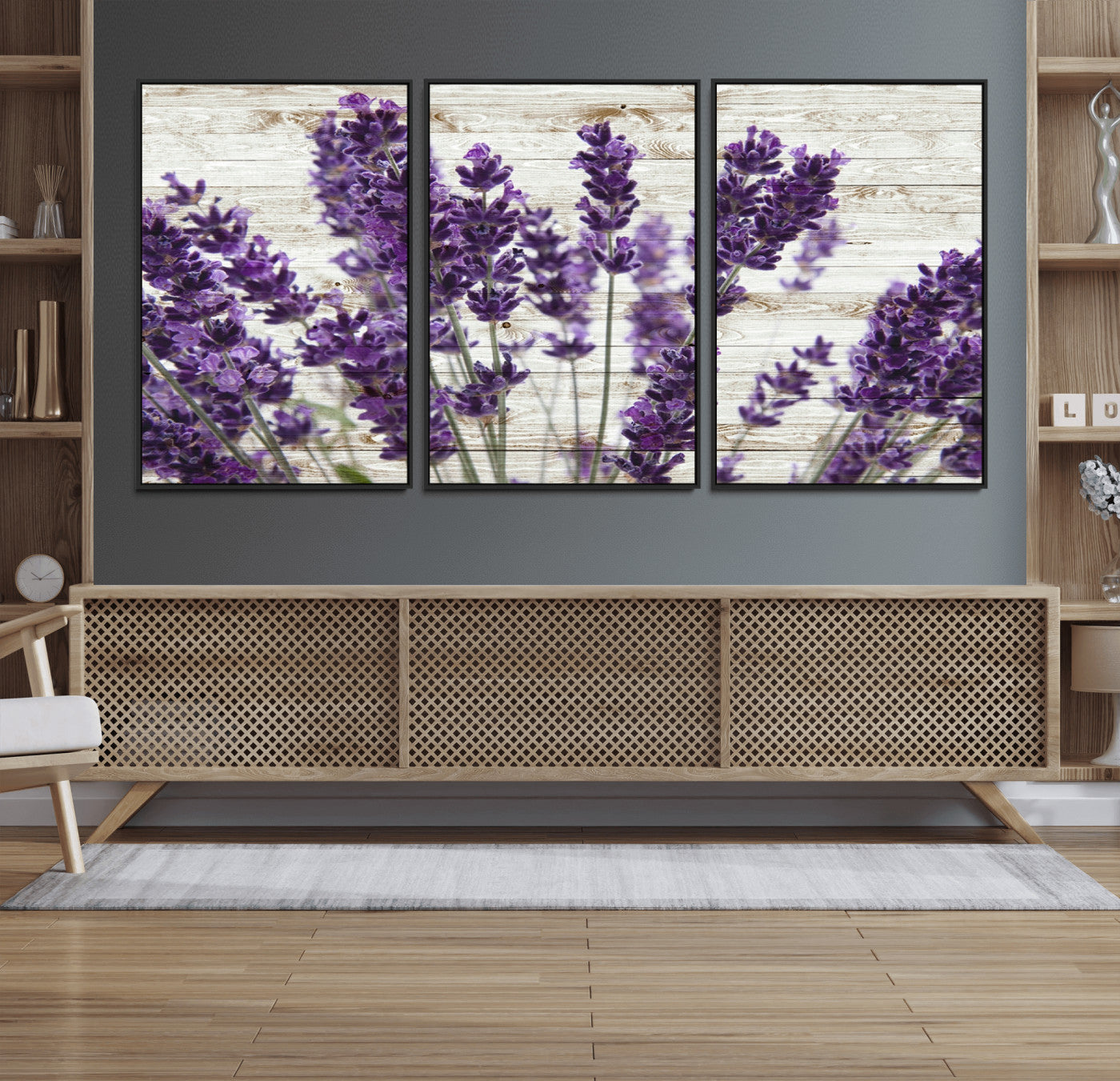 21208-MGV-FC-60X30-3P_Black-Lavender Herb Wall Art Canvas Print