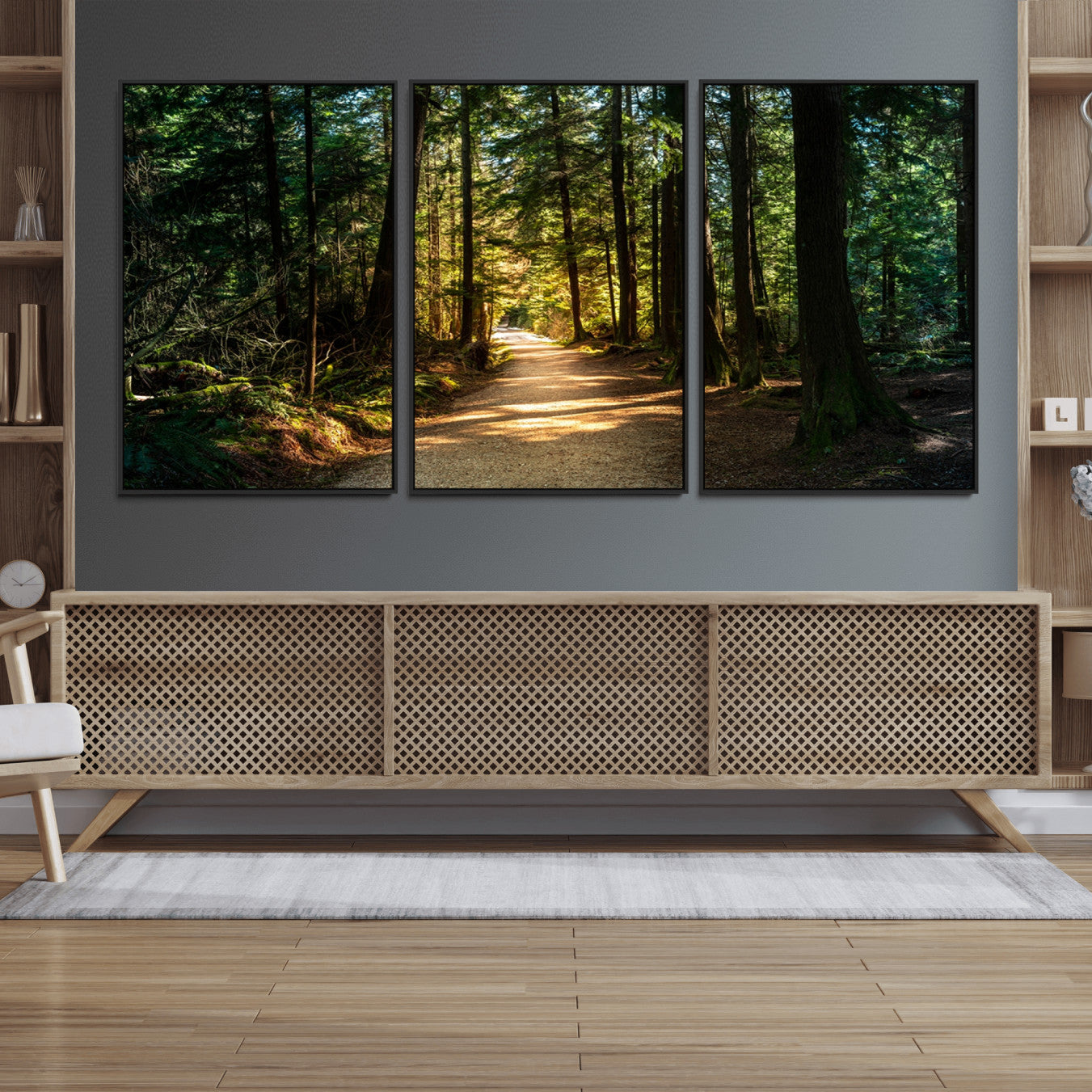 95543-MGV-FC-60X30-3P_Black-Natural Landscape Wall Art Relaxing Forest Canvas Print