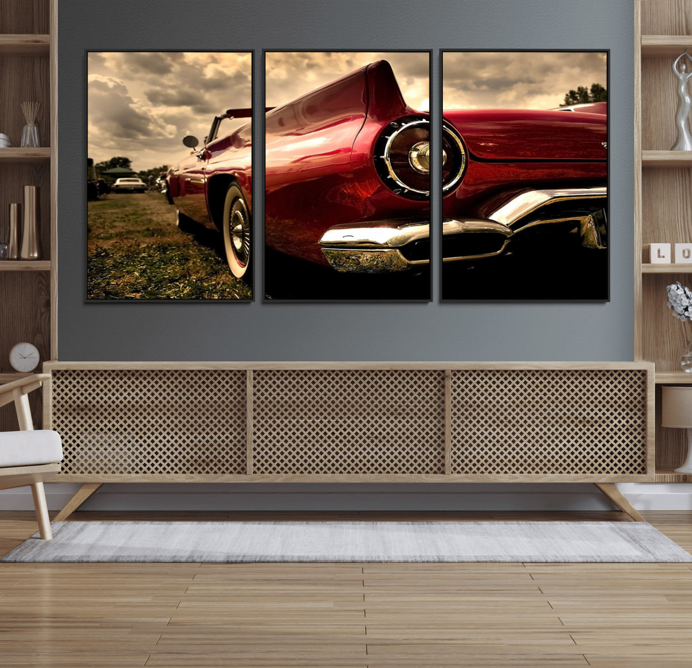 60259-MGV-FC-60X30-3P_Black-Red Classic Car Wall Art Canvas Print