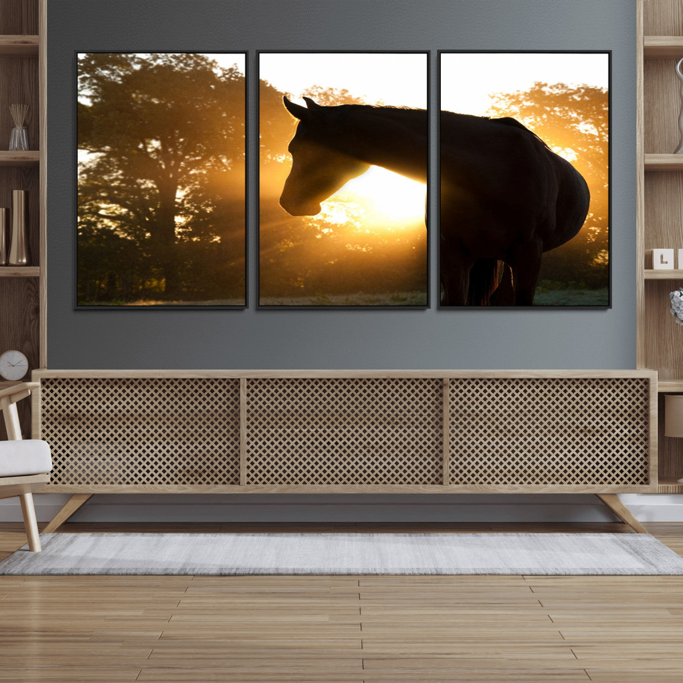 -Horse at Sunset Wall Art Animal Canvas Print