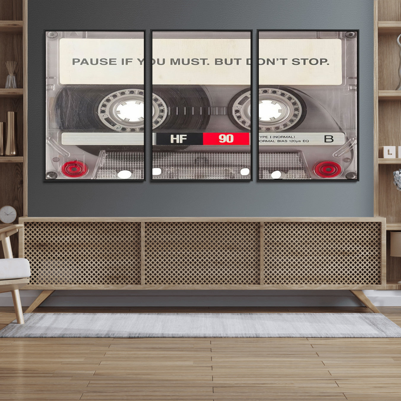 75360-MGV-FC-60X30-3P_Black-Music Cassette Iconic Wall Art Canvas Print