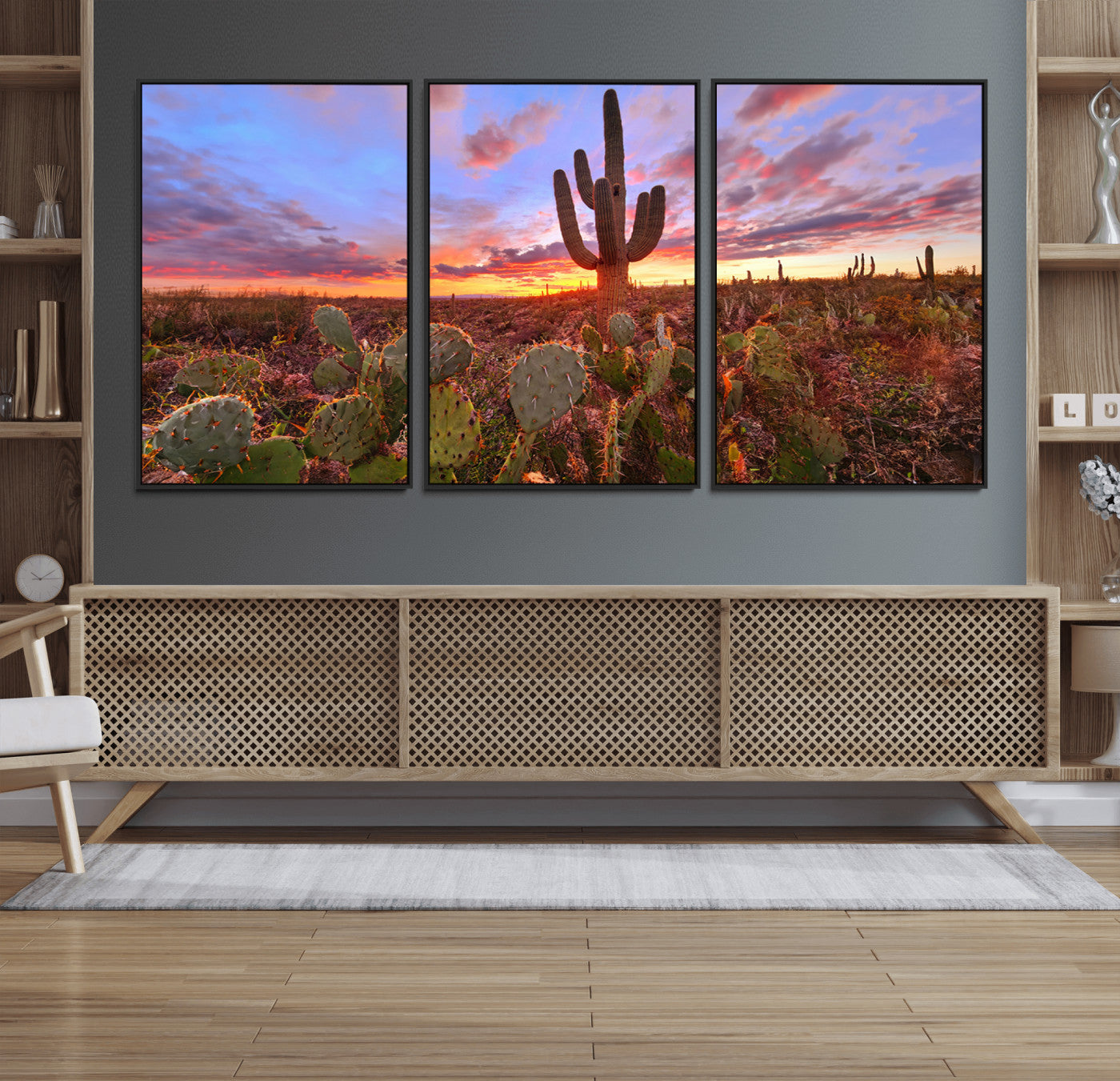 -Arizona Desert Wall Art Canvas Print - Framed Deser Sunset Wall Decor