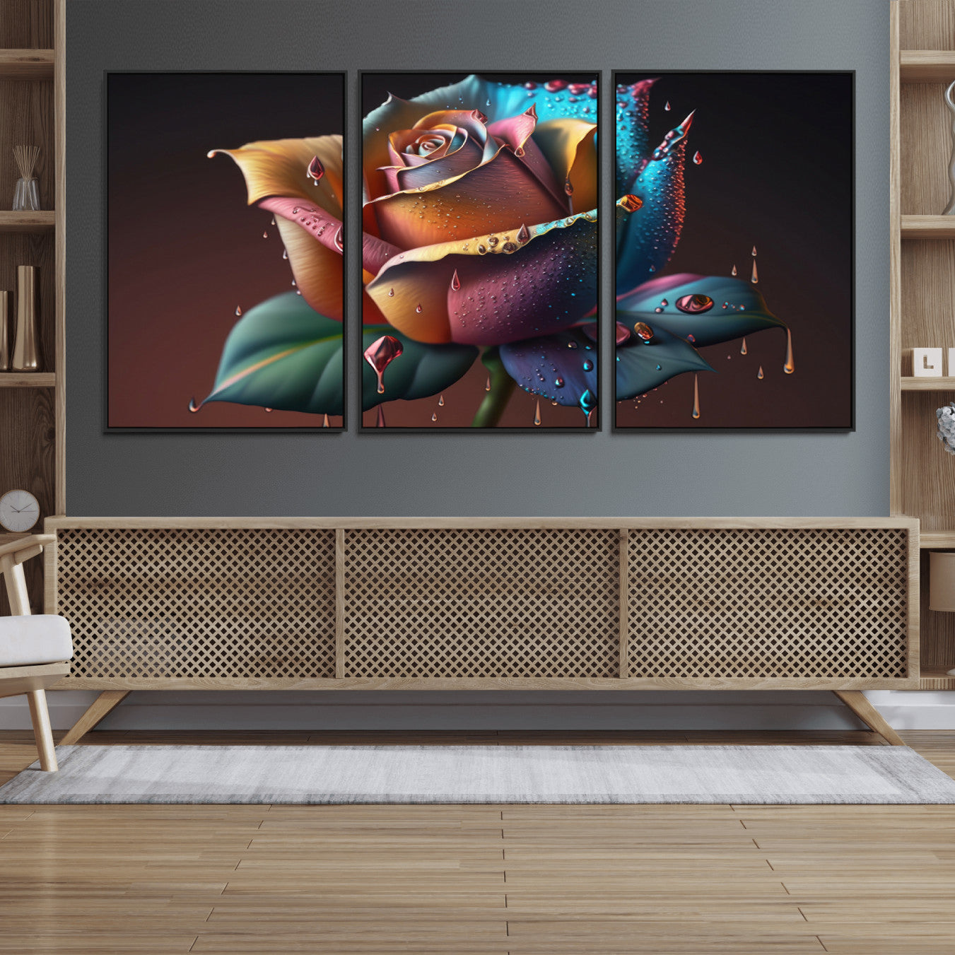 15207-MGV-FC-60X30-3P_Black-Abstract Rose Wall Art Canvas Print