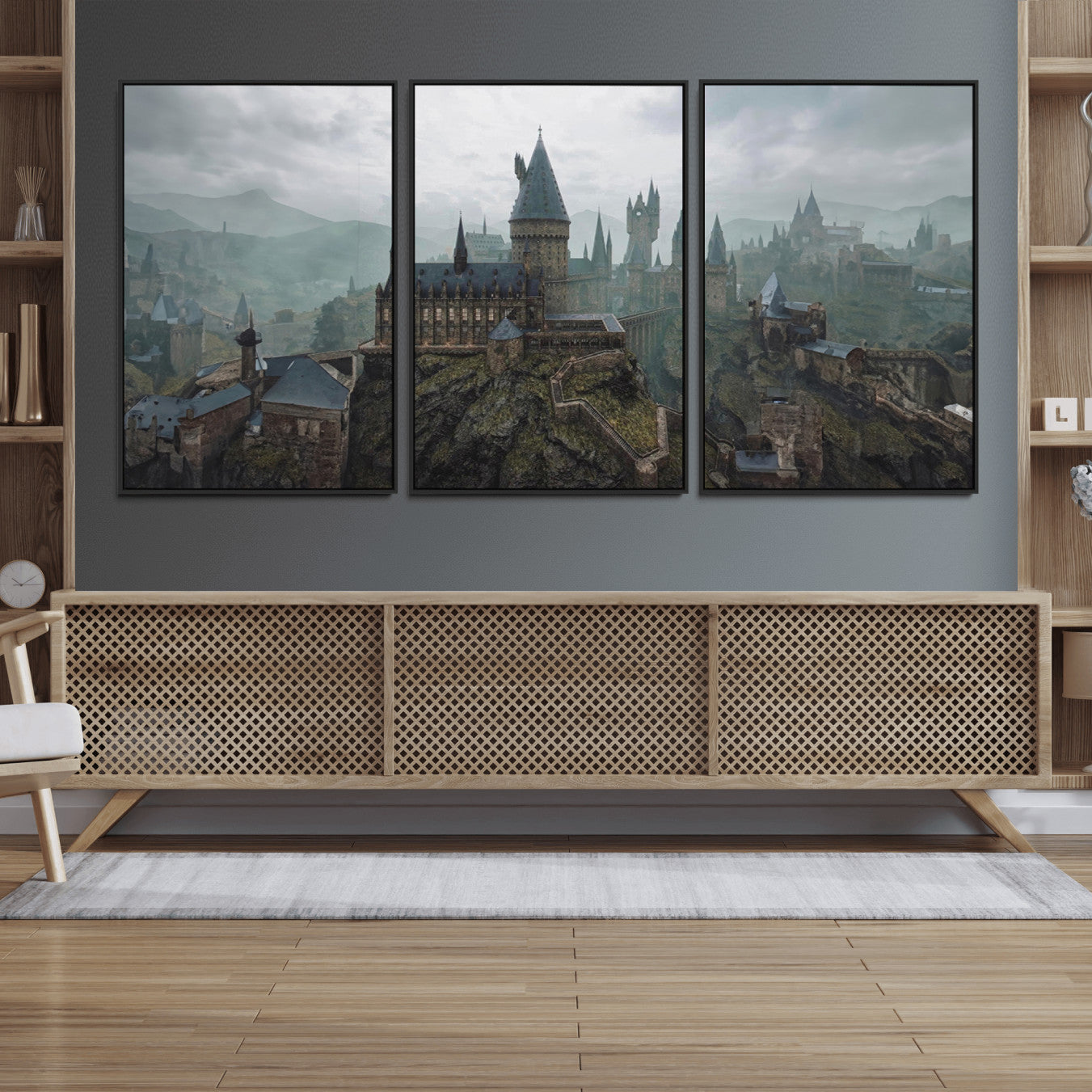 39824-MGV-FC-60X30-3P_Black-Disney Castle Wall Art Canvas Print, Living Kids Home Room Decor Art Print