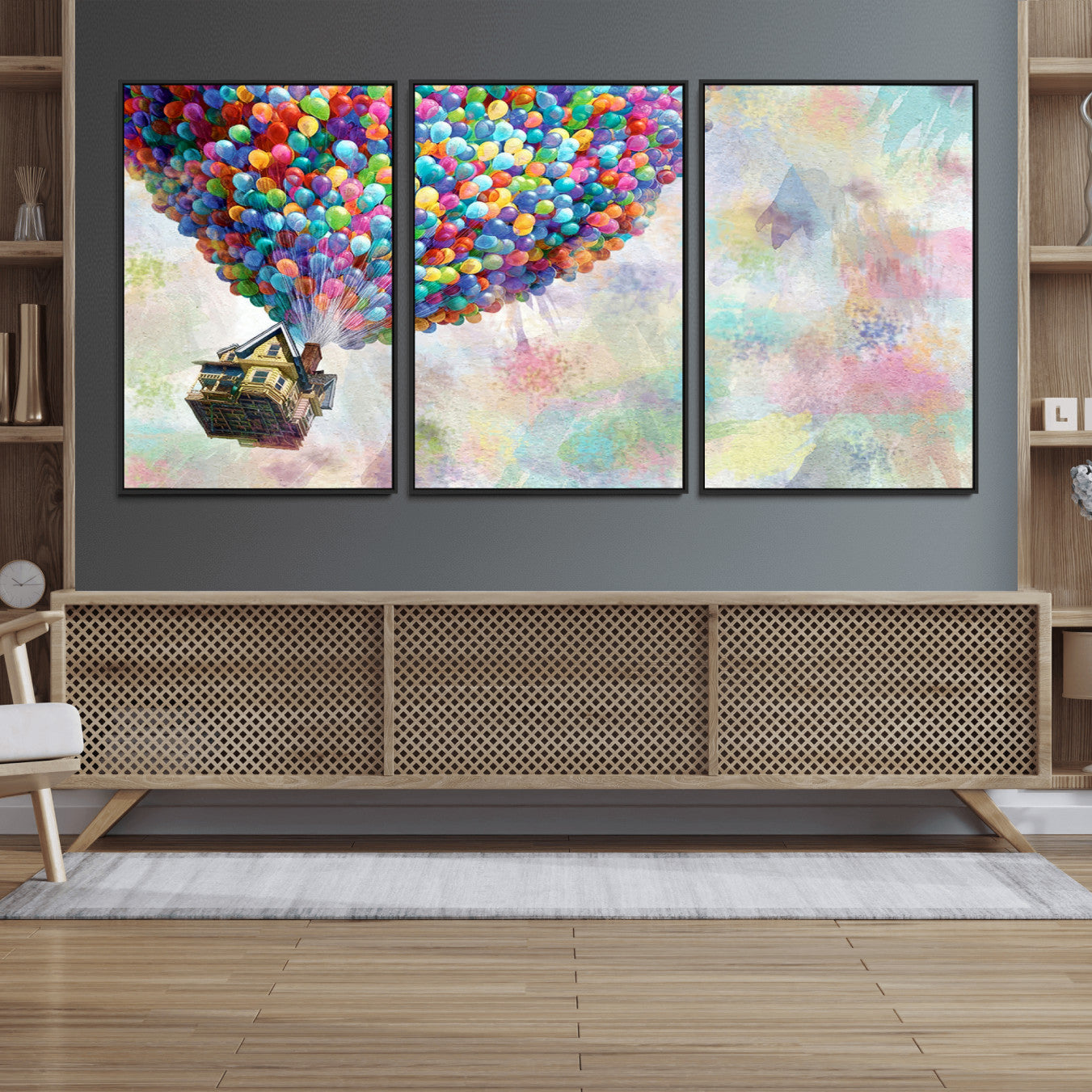 48558-MGV-FC-60X30-3P_Black-Up Pixar Poster, Look Up Pixar Wall Art, Up Pixar Canvas, Kids Play Game Room Decor Wall Art