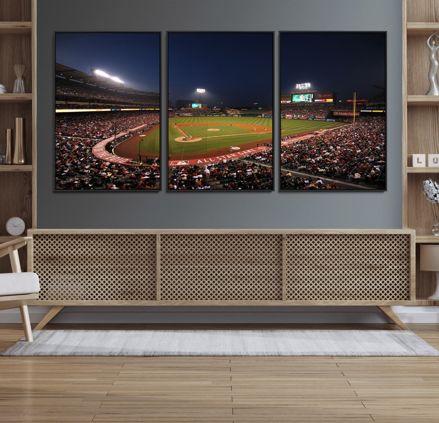 88896-MGV-FC-60X30-3P_Black-Los Angeles Angels Baseball Team Print - Anaheim Angel Stadium Wall Art Canvas Print