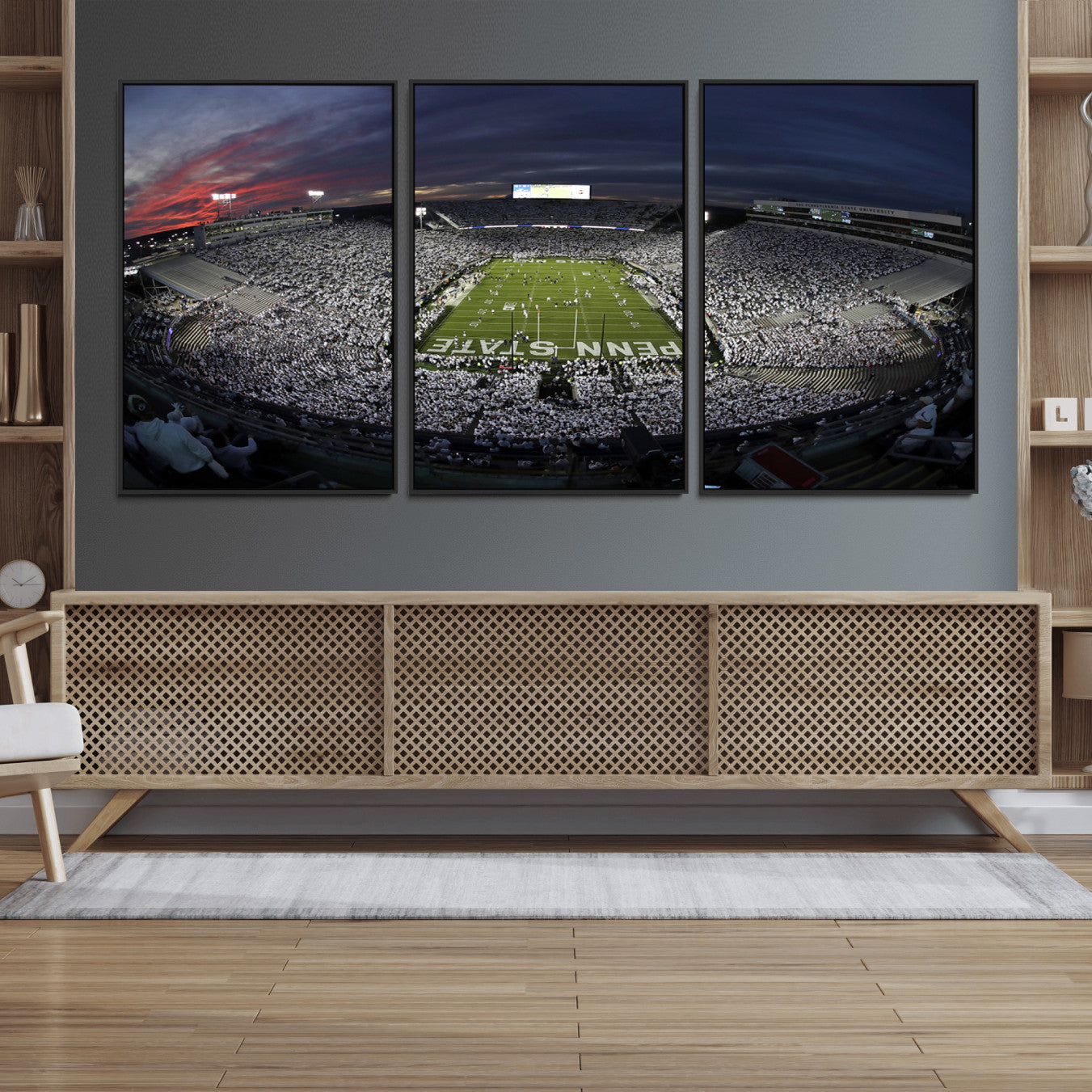 59877-MGV-FC-60X30-3P_Black-Penn State University Nittany Lions Football Team Print - University Park Beaver Stadium Wall Art