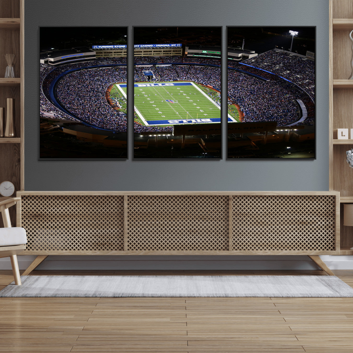 19030-MGV-FC-60X30-3P_Black-Buffalo Bills NFL Football Team Print - Highmark Stadium Wall Art Canvas Print