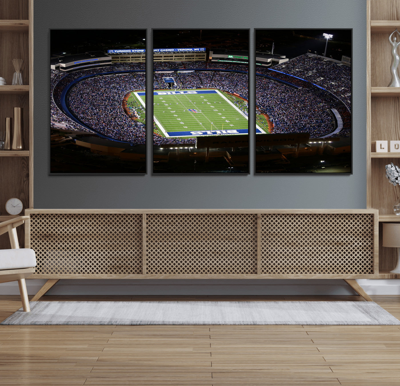 19030-MGV-FC-60X30-3P_Black-Buffalo Bills NFL Football Team Print - Highmark Stadium Wall Art Canvas Print