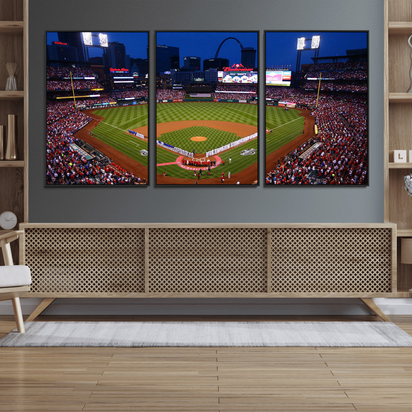 11925-MGV-FC-60X30-3P_Black-St. Louis Cardinals Baseball Team Print - Busch Stadium Wall Art Canvas Print