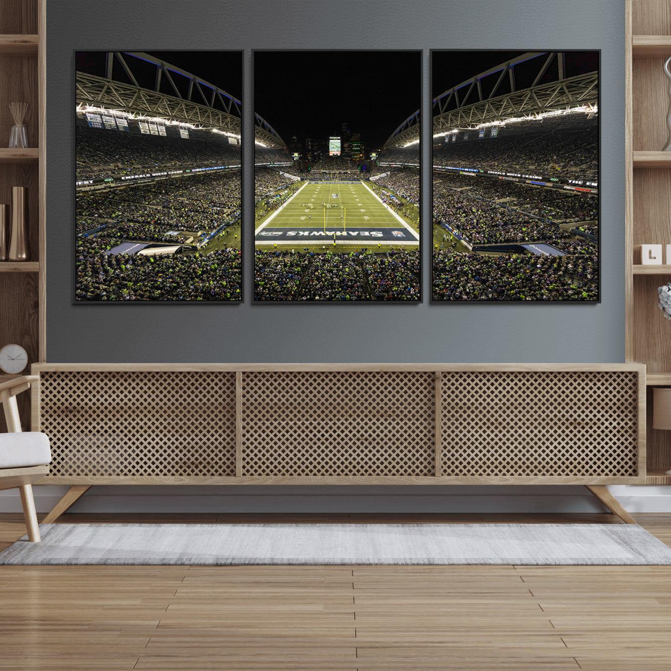 81900-MGV-CV-36X24-Seattle Seahawks Football Team Print Wall Art - Seattle Century Link Field Stadium Wall Art Canvas