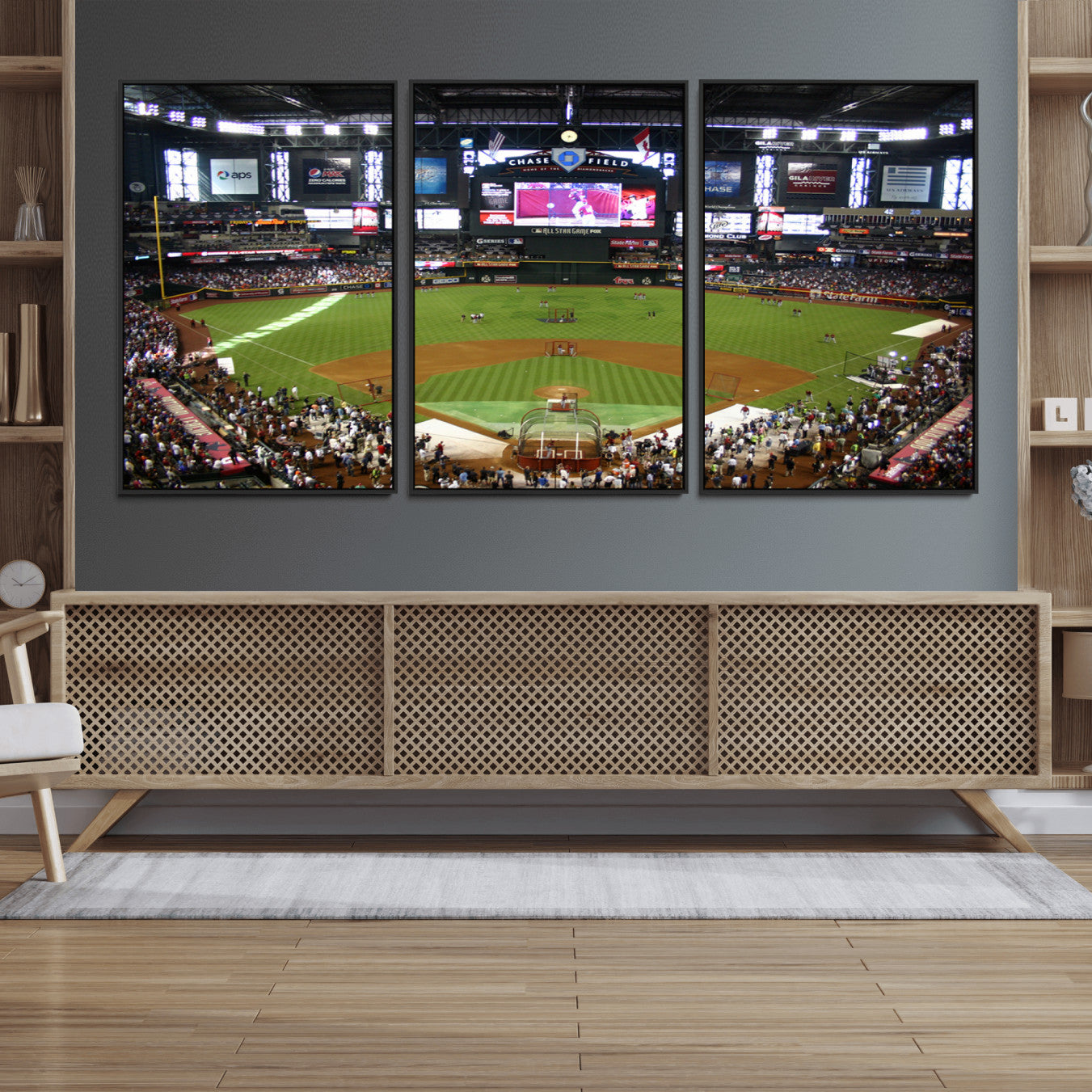 91630-MGV-FC-60X30-3P_Black-Arizona Diamondbacks Baseball Team Print - Phoenix Chase Field Baseball Stadium Wall Art Canvas