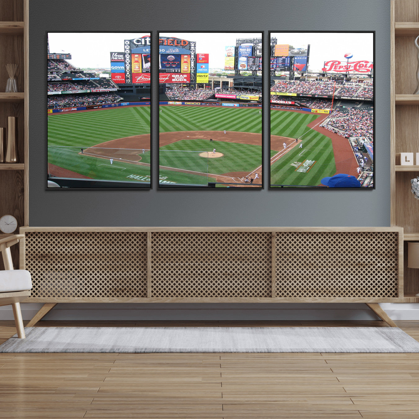 64829-MGV-FC-60X30-3P_Black-New York Mets Baseball Team Print - Citi Field Baseball Stadium Wall Art Canvas Print