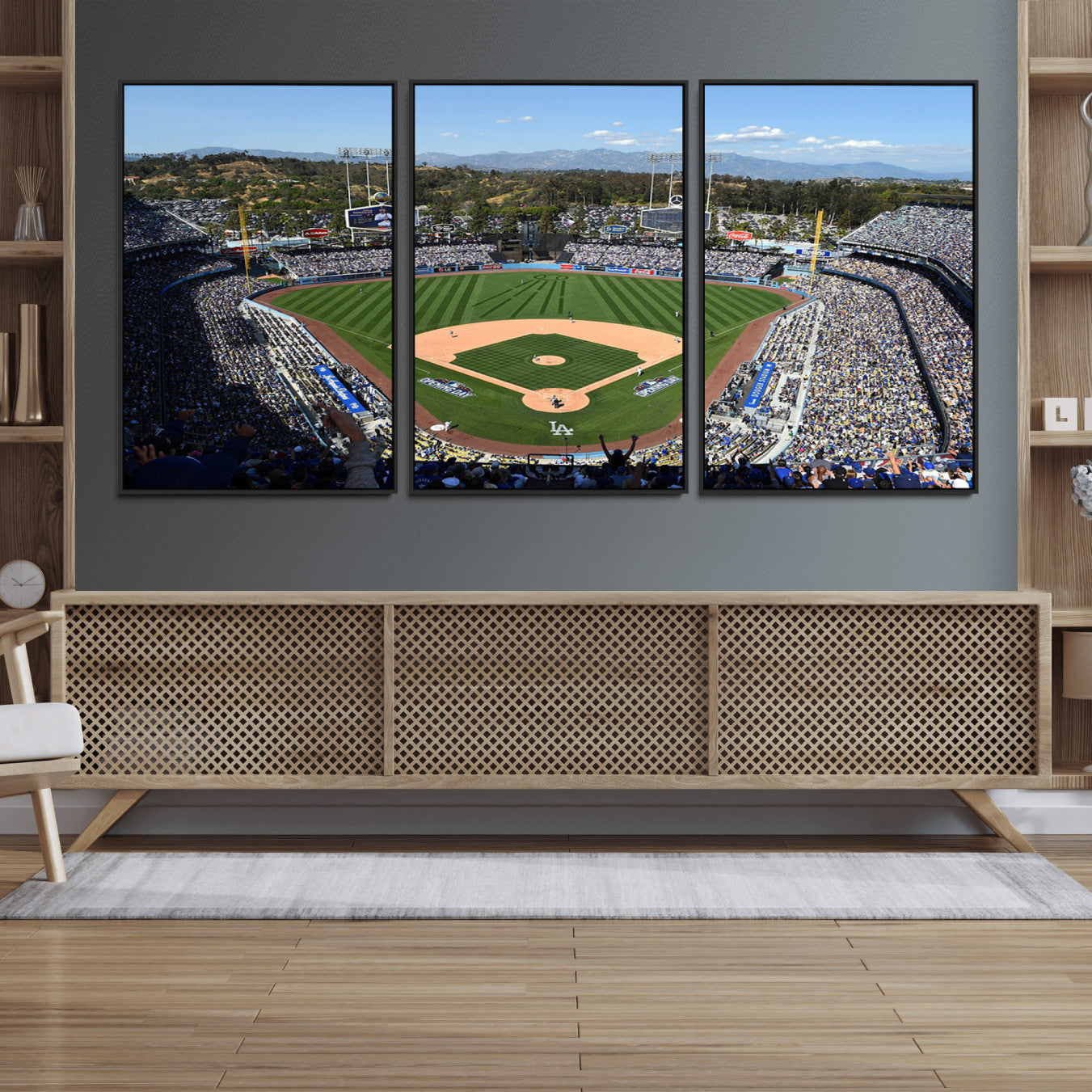 20436-MGV-FC-60X30-3P_Black-Los Angeles Dodgers Dodger Stadium Wall Art Canvas Print - MLB Baseball Stadium Wall Art Canvas