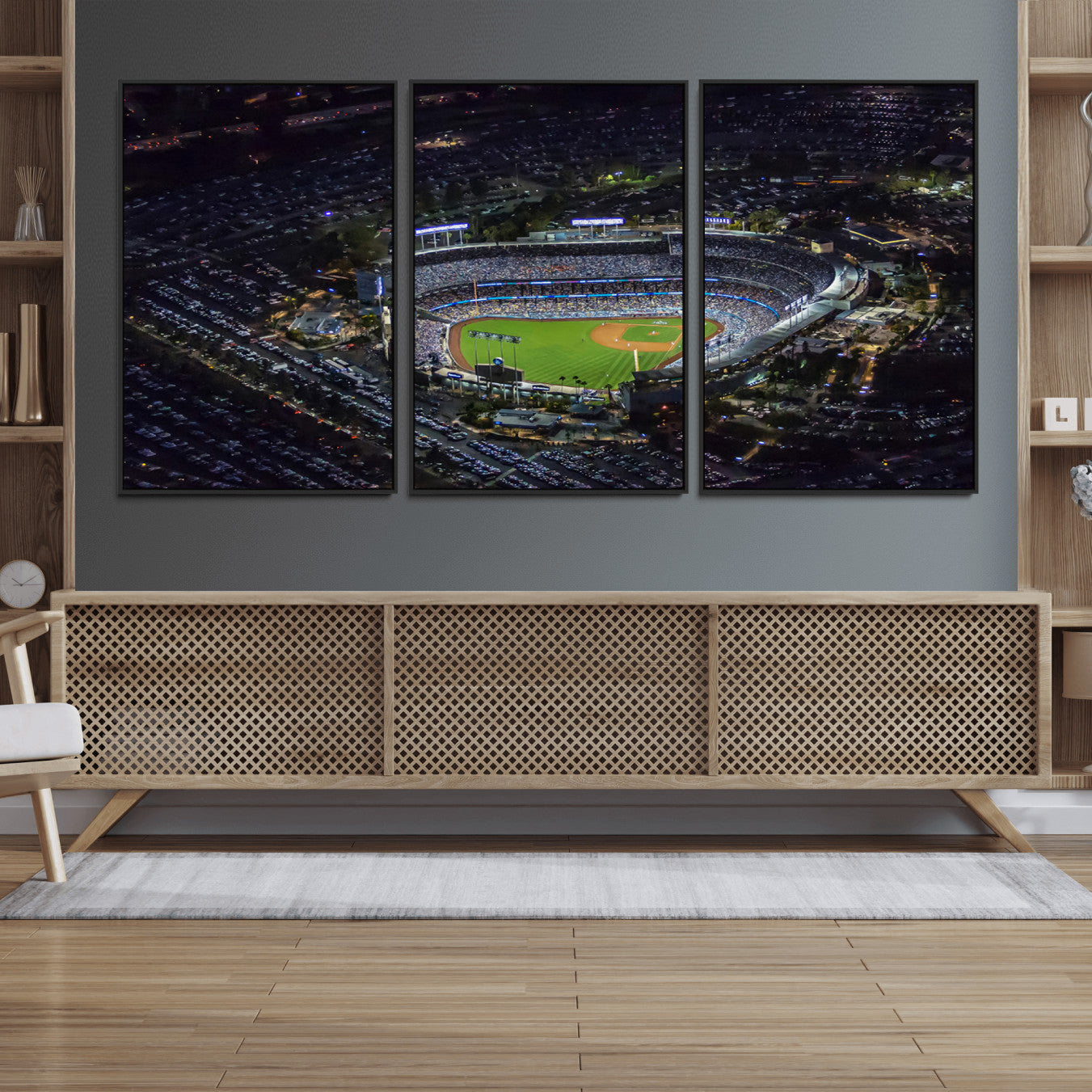 20932-MGV-FC-60X30-3P_Black-Los Angeles Dodgers Dodger Stadium Wall Art Canvas Print - MLB Baseball Stadium