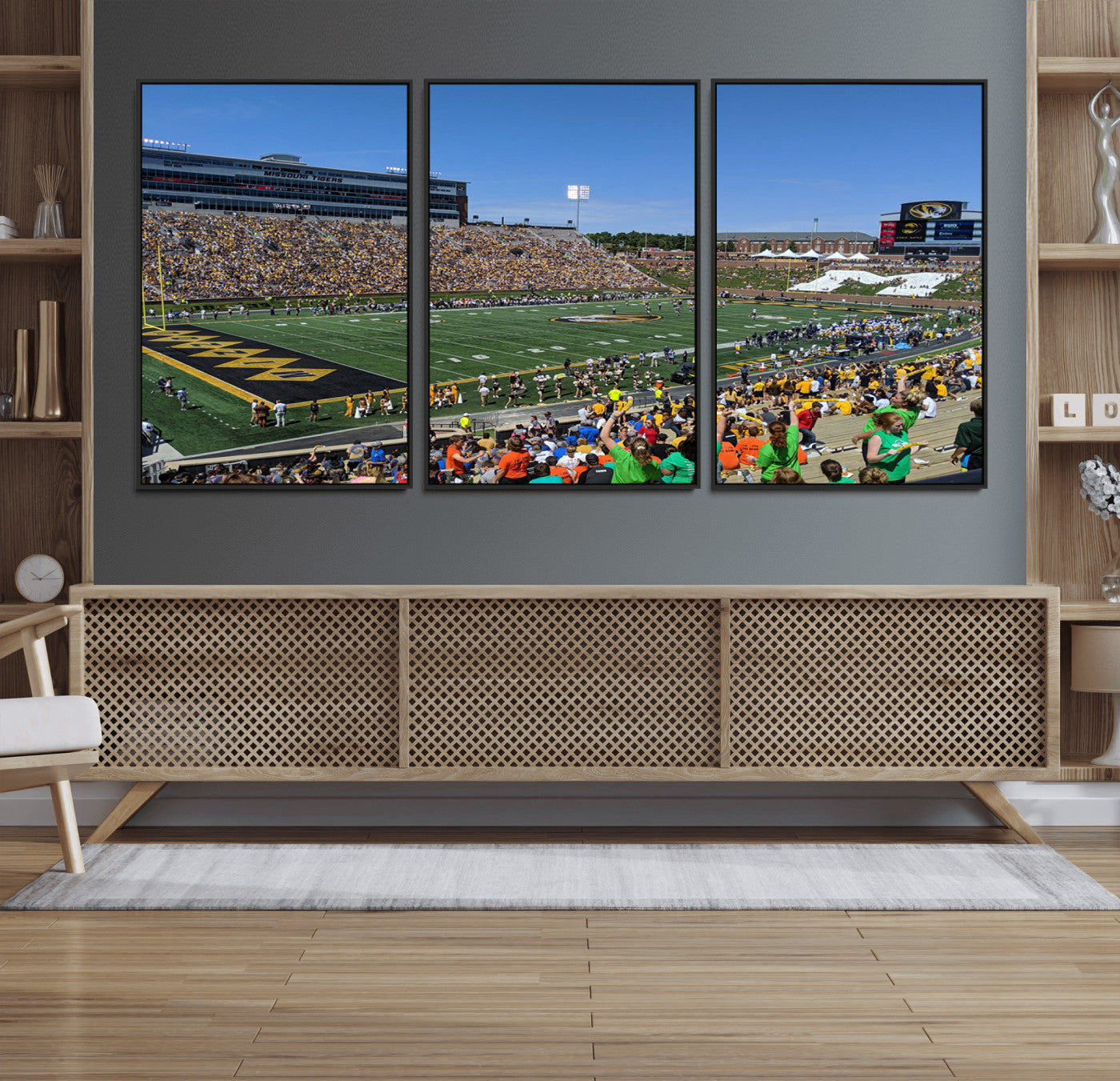 38399-MGV-FC-60X30-3P_Black-University of Missouri Tigers Football Team Print - Columbia Faurot Field Memorial Stadium Wall Art