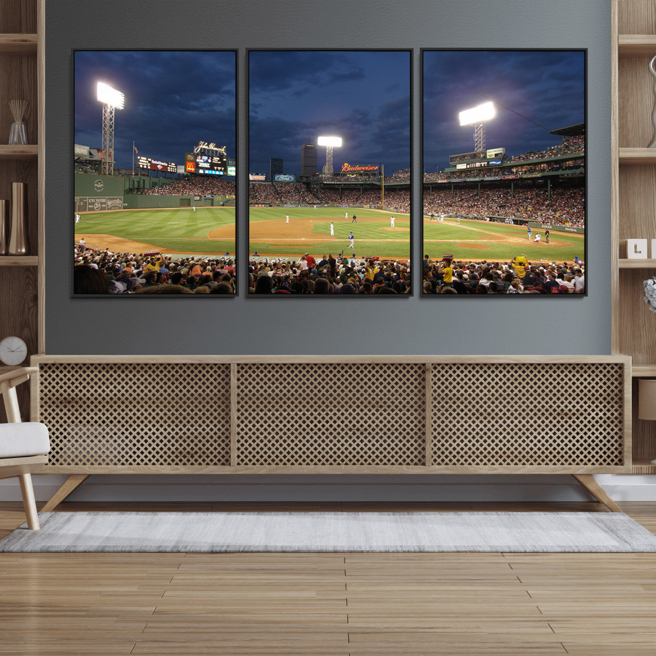 85099-MGV-FC-60X30-3P_Black-Boston Red Sox Baseball Team Print Canvas - Massachusetts Fenway Park Stadium Wall Art Canvas Print