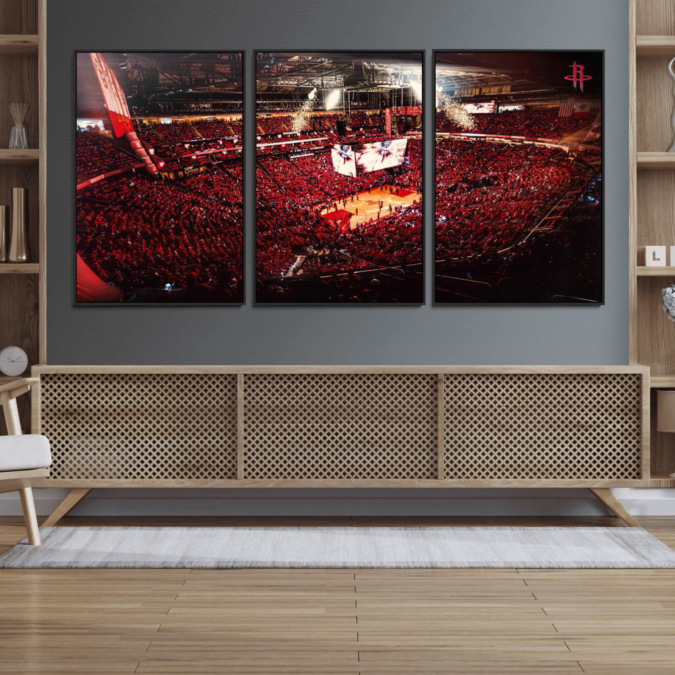 91527-MGV-FC-60X30-3P_Black-Houston Rockets Basketball Team Print Canvas- Houston Toyota Center Stadium Wall Art Canvas Print