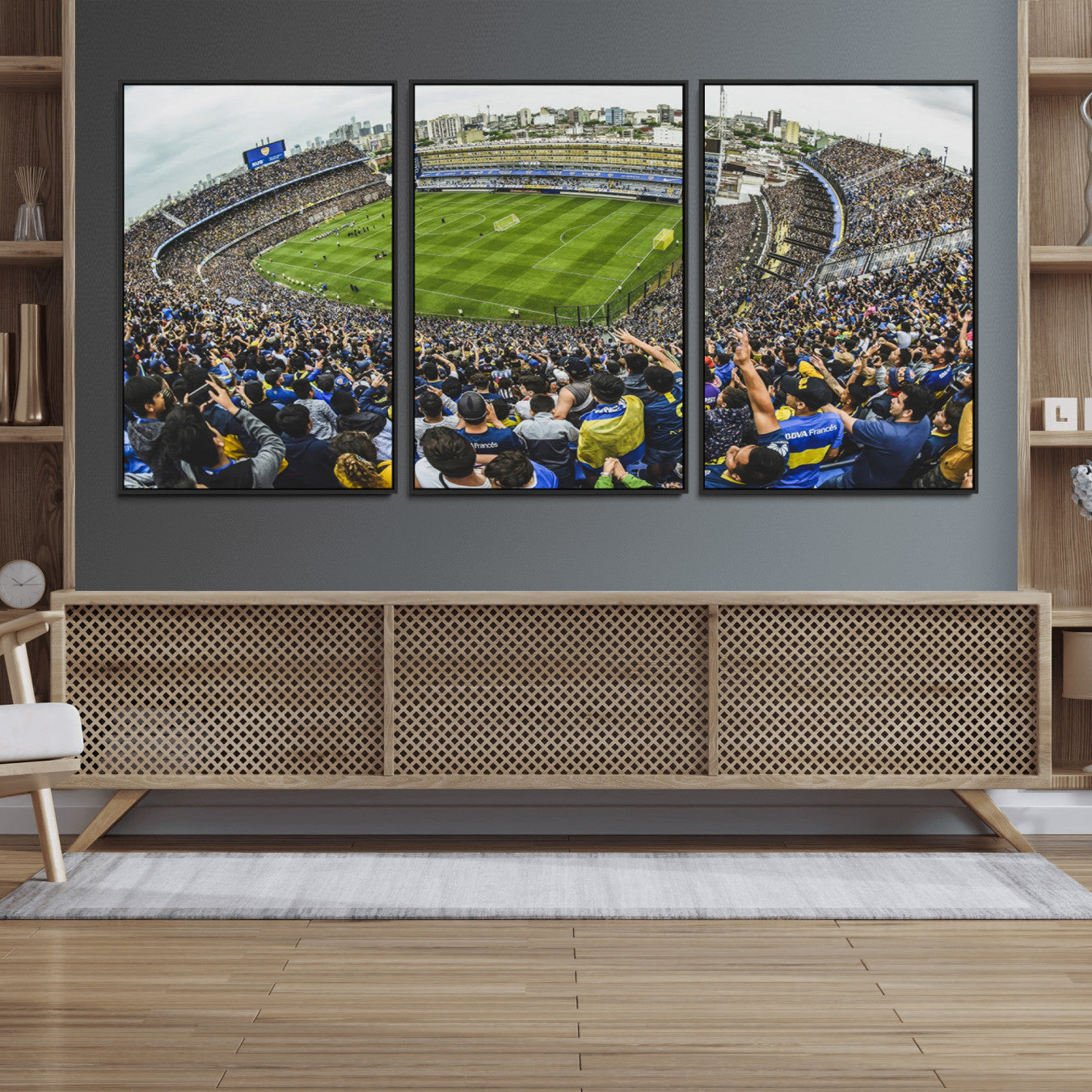 63839-MGV-FC-60X30-3P_Black-Boca Juniors Soccer Team Print Wall Art - Buenos Aires Bombonera Stadium Canvas Print