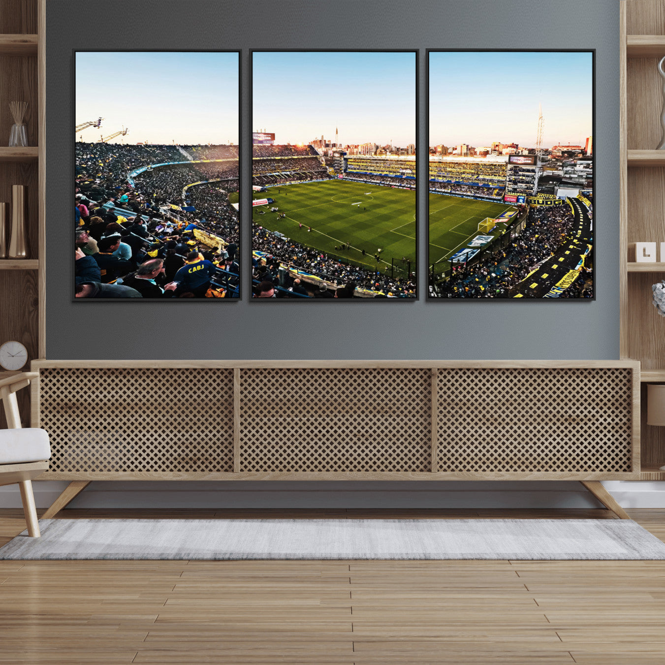 50105-MGV-FC-60X30-3P_Black-Boca Juniors Soccer Team Print - Buenos Aires Bombonera Stadium Wall Art Canvas Print