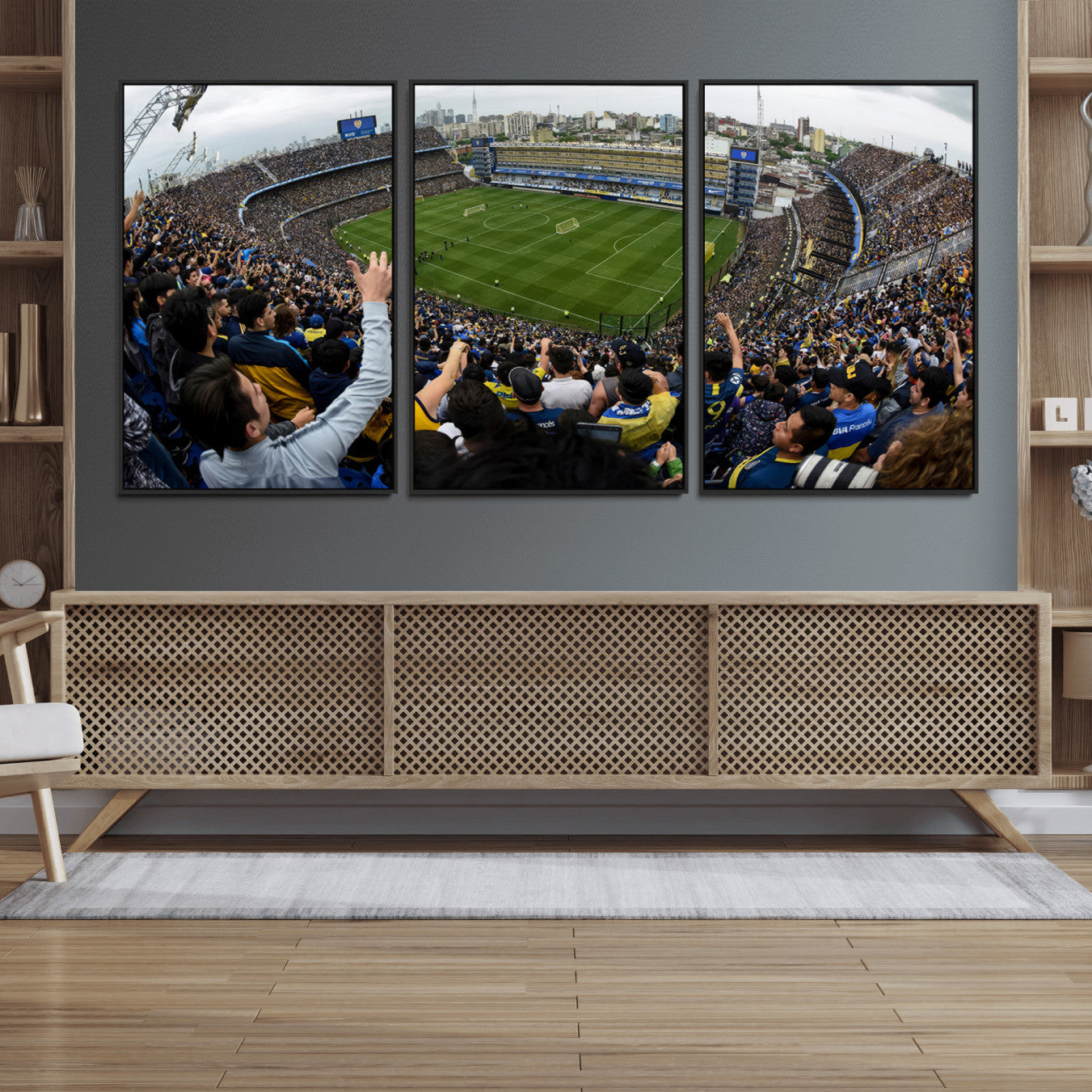 23173-MGV-FC-60X30-3P_Black-Boca Juniors Soccer Team Print - Buenos Aires Bombonera Stadium Wall Art Canvas Print