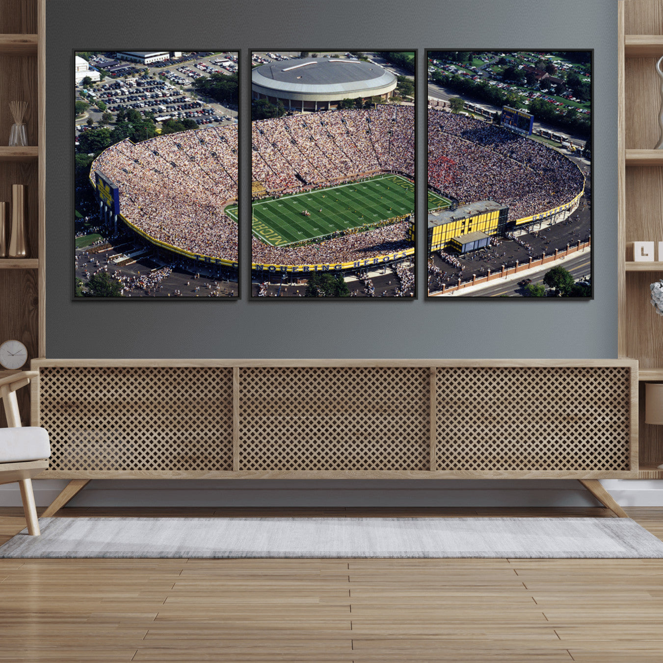 27314-MGV-FC-60X30-3P_Black-Michigan Wolverines Football Team Print - Ann Arbor Michigan Stadium Print, Michigan Wolverines