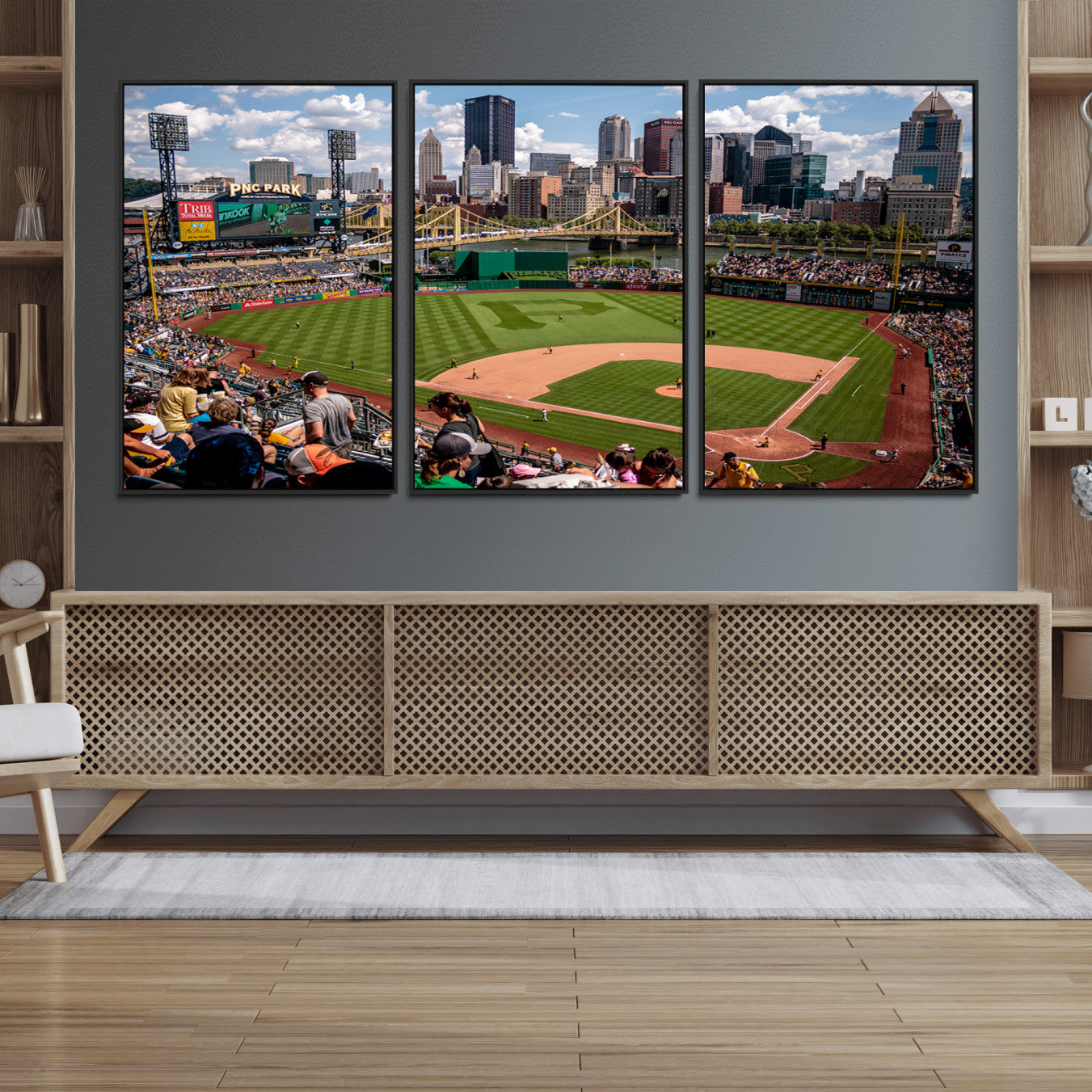66872-MGV-FC-60X30-3P_Black-Pittsburgh Pirates Baseball Team Print - PNC Park Stadium Wall Art Canvas Print - Ready to Hang