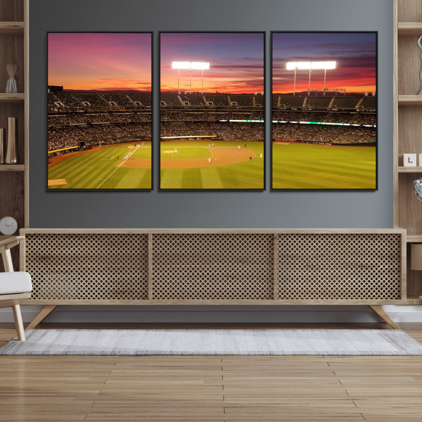 73718-MGV-FC-60X30-3P_Black-Oakland Athletics Baseball Team Print - Oakland Coliseum Stadium Wall Art Canvas Print
