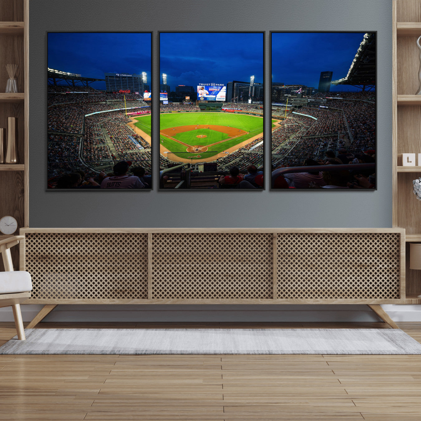 88590-MGV-FC-60X30-3P_Black-Truist Park Night Game Canvas Art - Atlanta Braves Stadium Wall Art Canvas