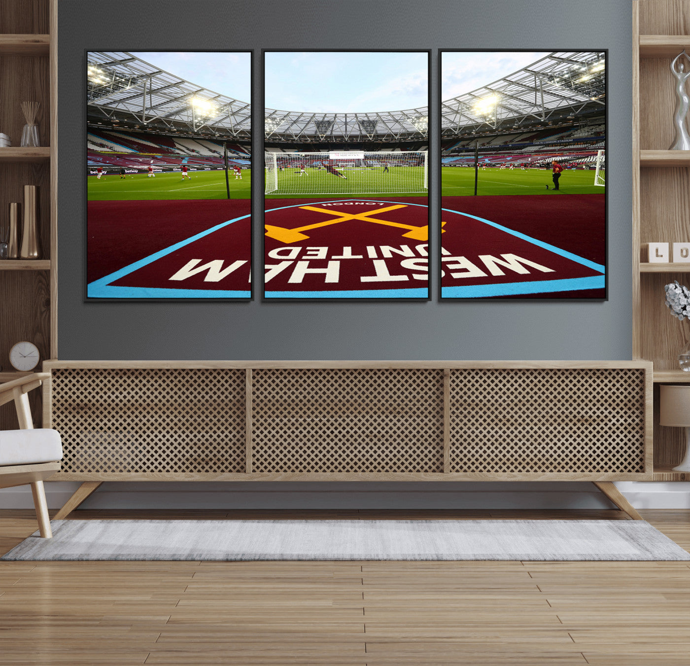 77367-MGV-FC-60X30-3P_Black-West Ham United FC Stadium Canvas Wall Art – London Stadium Football Print – Premier League Team