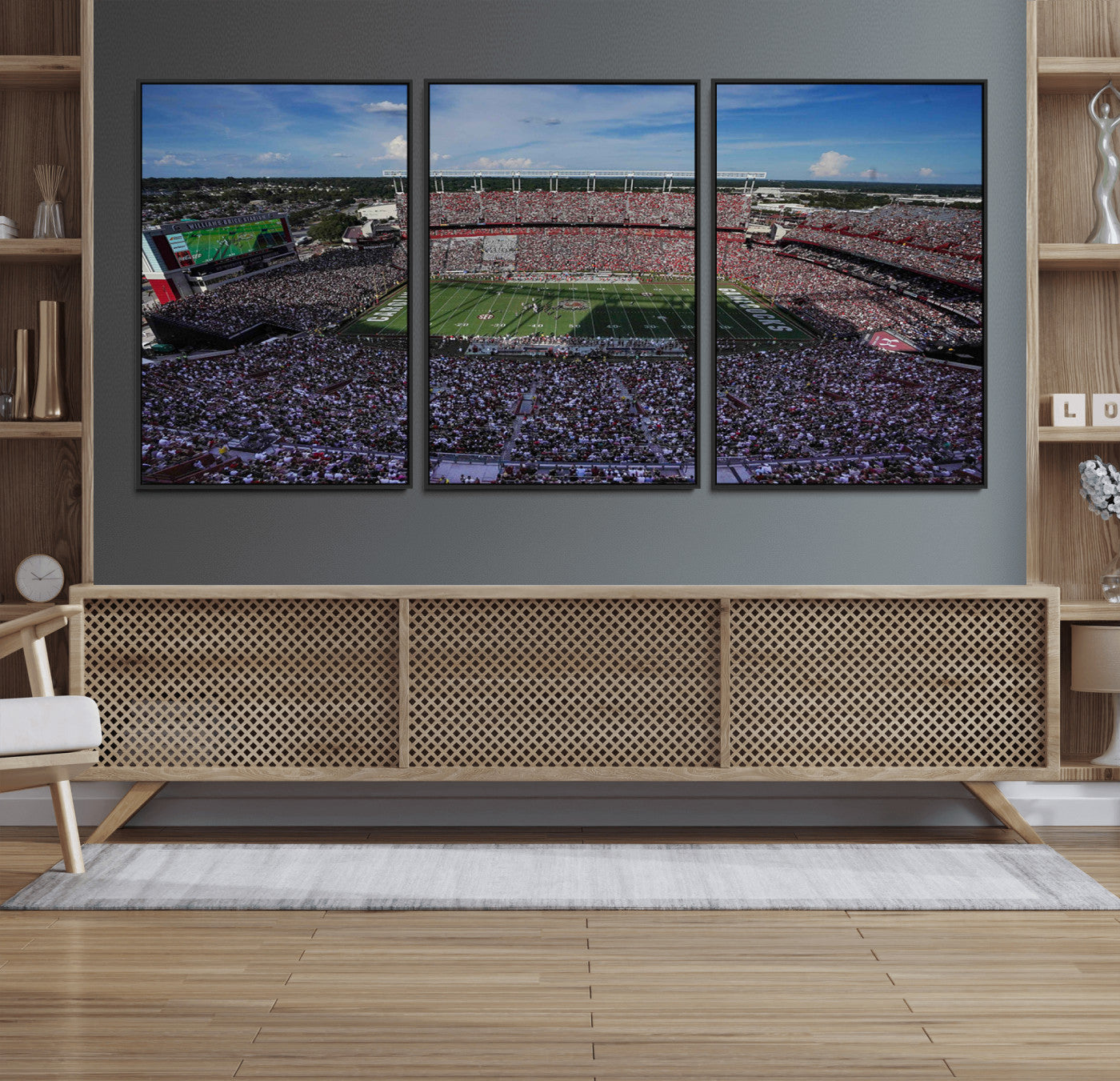 83382-MGV-FC-60X30-3P_Black-South Carolina Gamecocks Football Team Print - Columbia Williams-Brice Stadium Wall Art Canvas Print