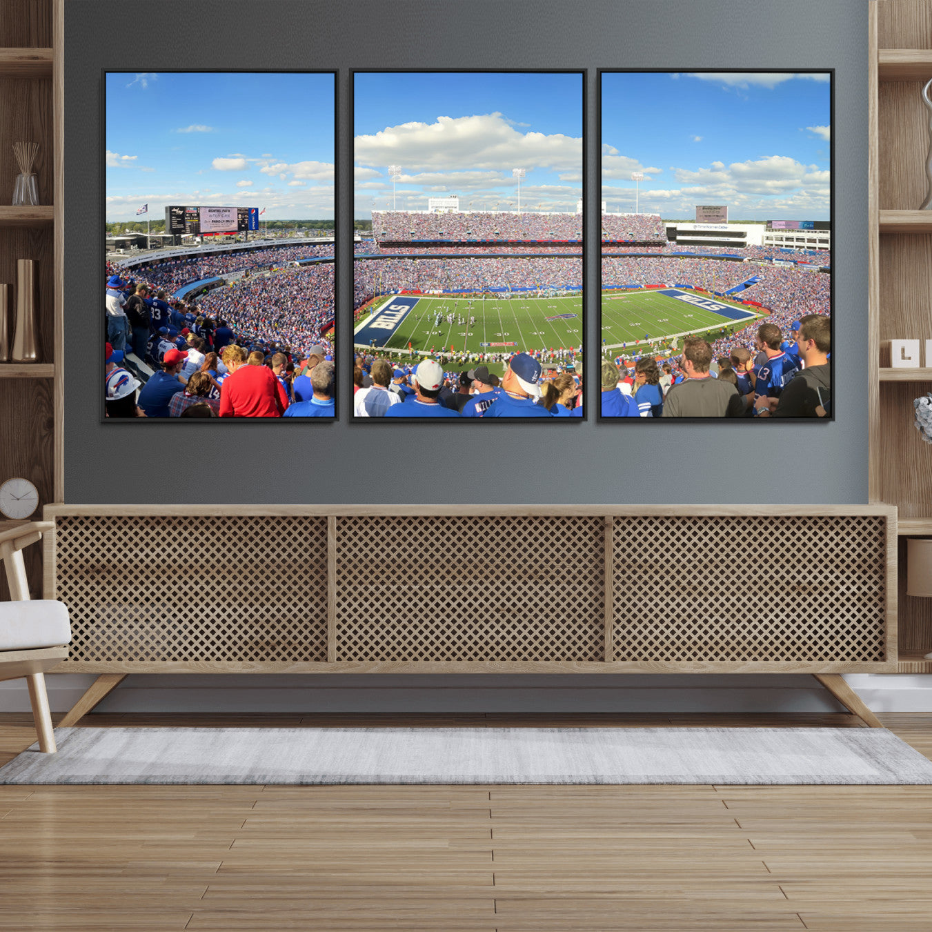 35302-MGV-FC-60X30-3P_Black-Buffalo Bills NFL Football Team Print - Buffalo Highmark Stadium Wall Art Canvas Print