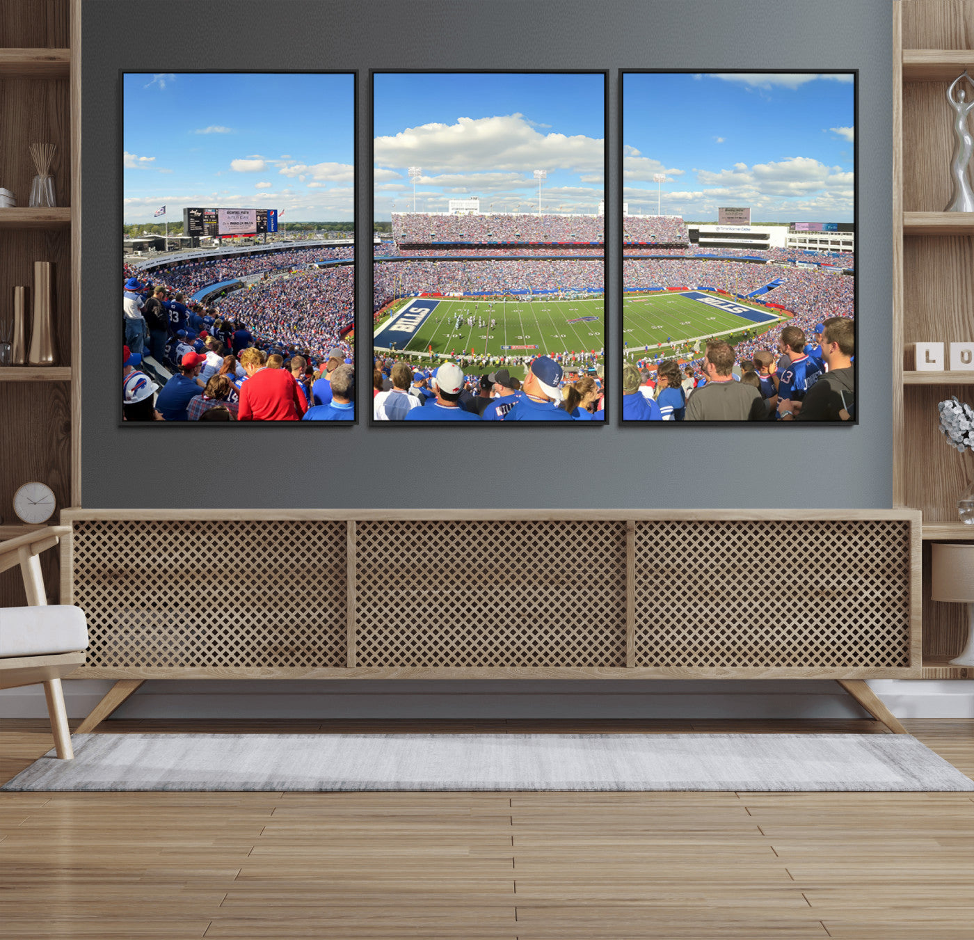 35302-MGV-FC-60X30-3P_Black-Buffalo Bills NFL Football Team Print - Buffalo Highmark Stadium Wall Art Canvas Print