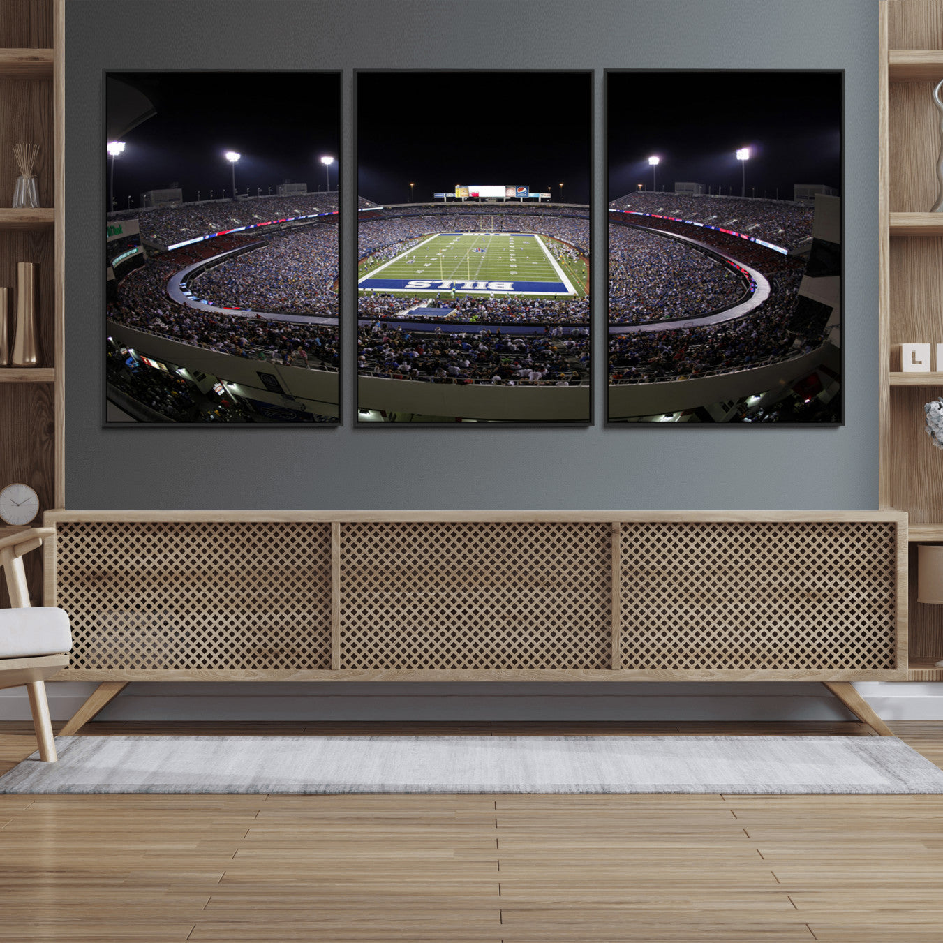 98546-MGV-FC-60X30-3P_Black-Buffalo Bills NFL Football Team Print - Buffalo Highmark Stadium Wall Art Canvas Print