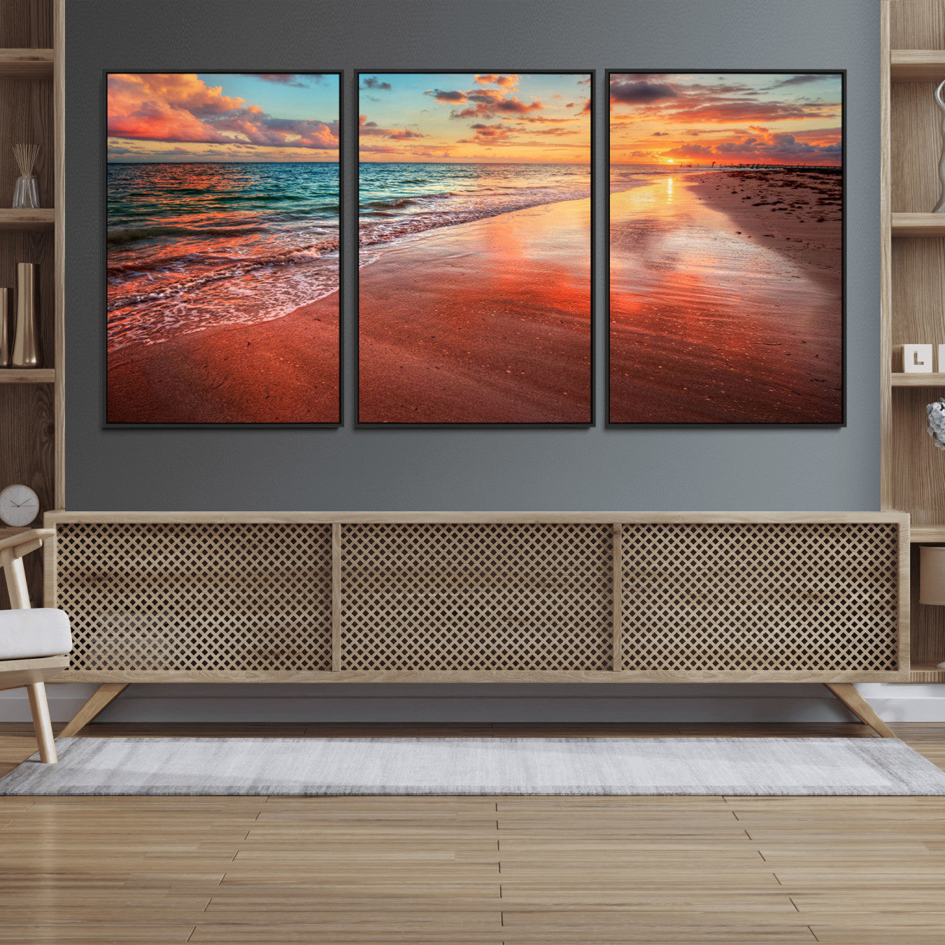 90287-MGV-CV-36X24-Sunset Beach Wall Art | Ocean Canvas Print | Coastal Wall Art | Tranquil Sunset Canvas Print