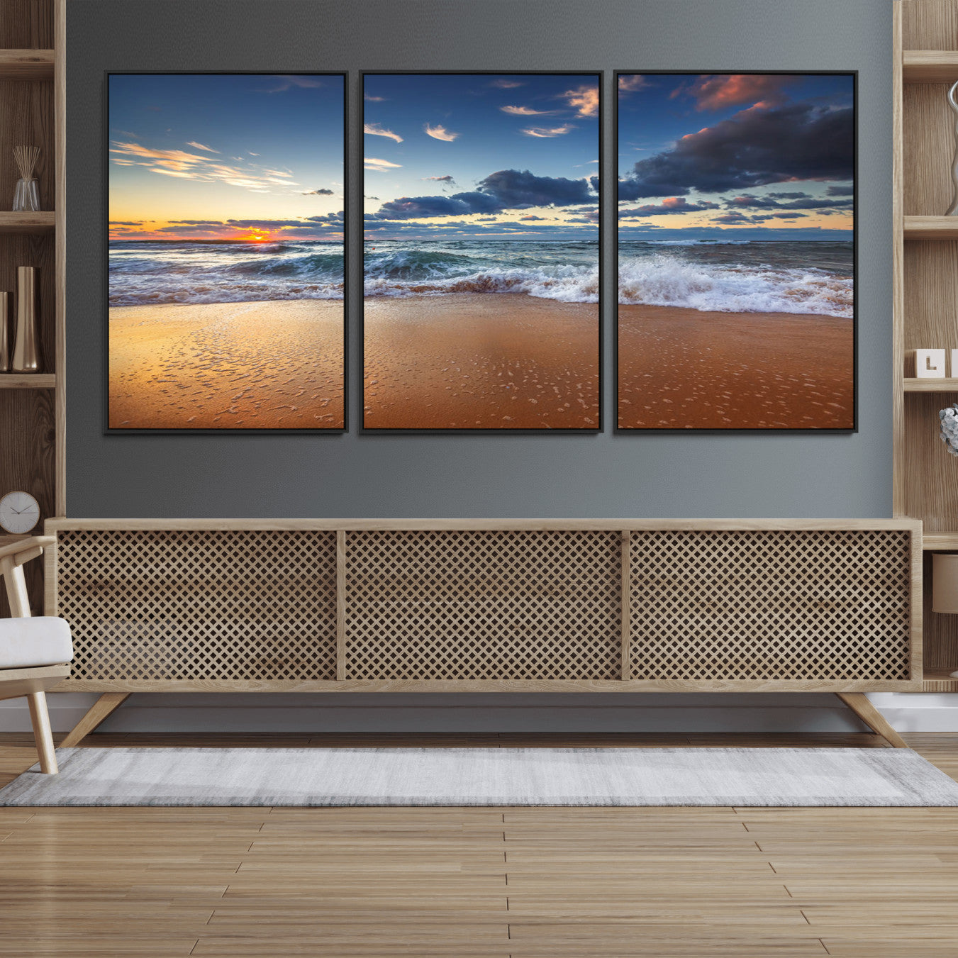 85899-MGV-CV-36X24-Beach Canvas Wall Art - Coastal Seascape Print for Living Room or Bedroom, Ocean Waves on Sand,