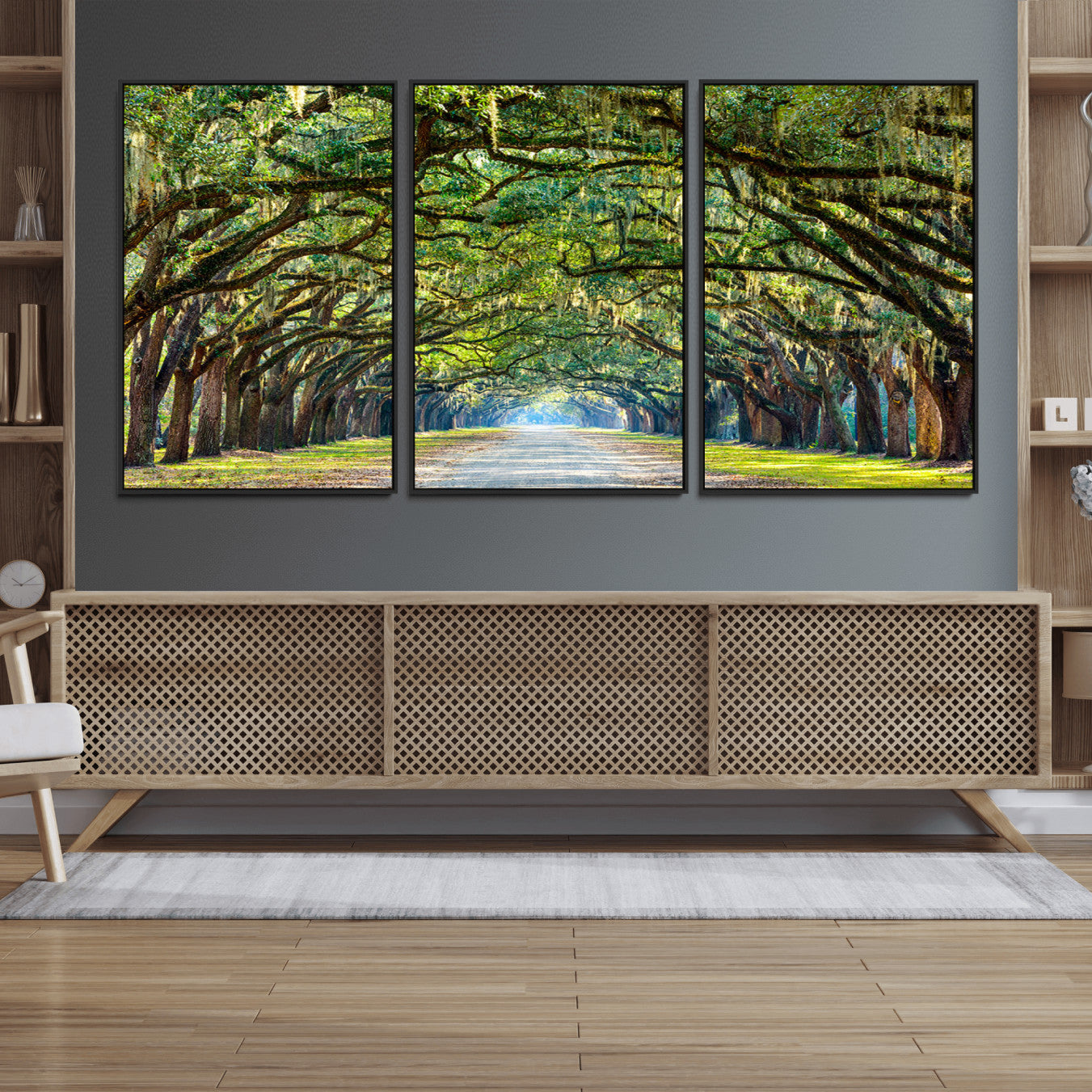 45881-MGV-FC-60X30-3P_Black-Wormsloe State Plantation Driveway Wall Art Canvas Print
