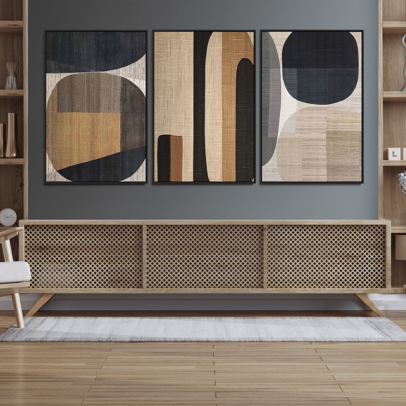 52302-MGV-CV-36X24-Wabi Sabi Canvas Print - Geometric Abstract Wall Art Canvas Print | Minimalist Earthy Tones | Ready