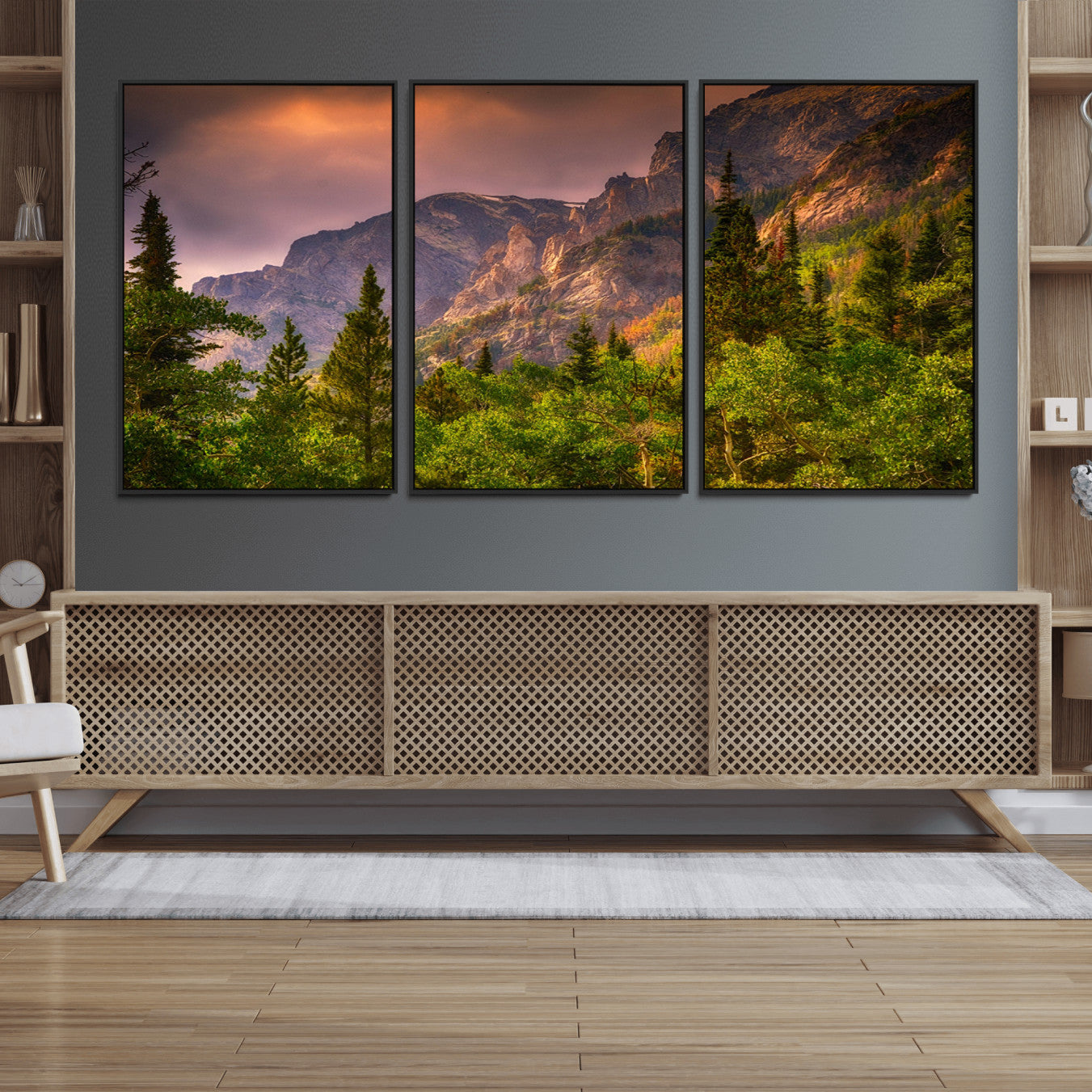 81684-MGV-FC-60X30-3P_Black-Colorado Rockies Mountains Wall Art Canvas Print | Ready to Hang Framed Mountain Landscape