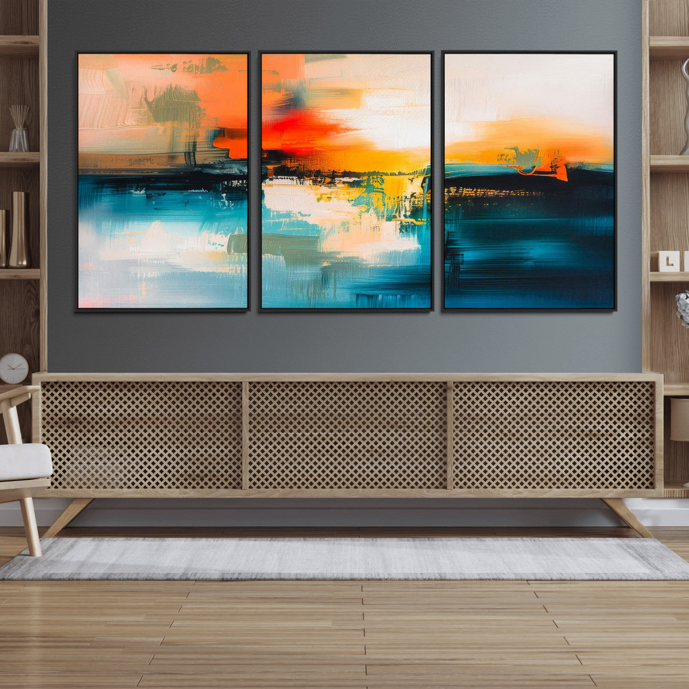 37083-MGV-FC-60X30-3P_Black-Colorful Abstract Wall Art | Bold Modern Canvas Print | Ready to Hang and Framed for Living Room or