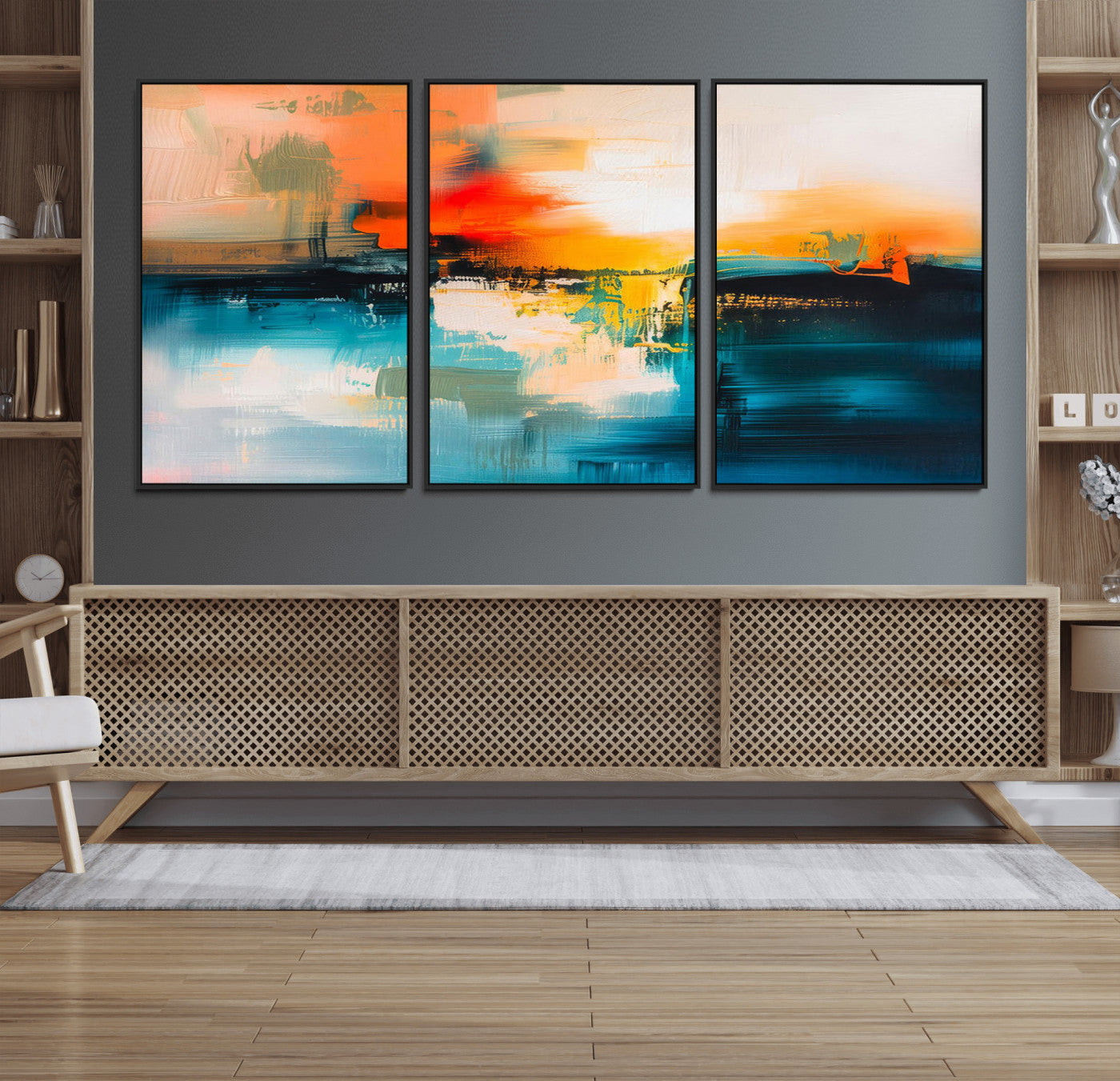 37083-MGV-FC-60X30-3P_Black-Colorful Abstract Wall Art | Bold Modern Canvas Print | Ready to Hang and Framed for Living Room or