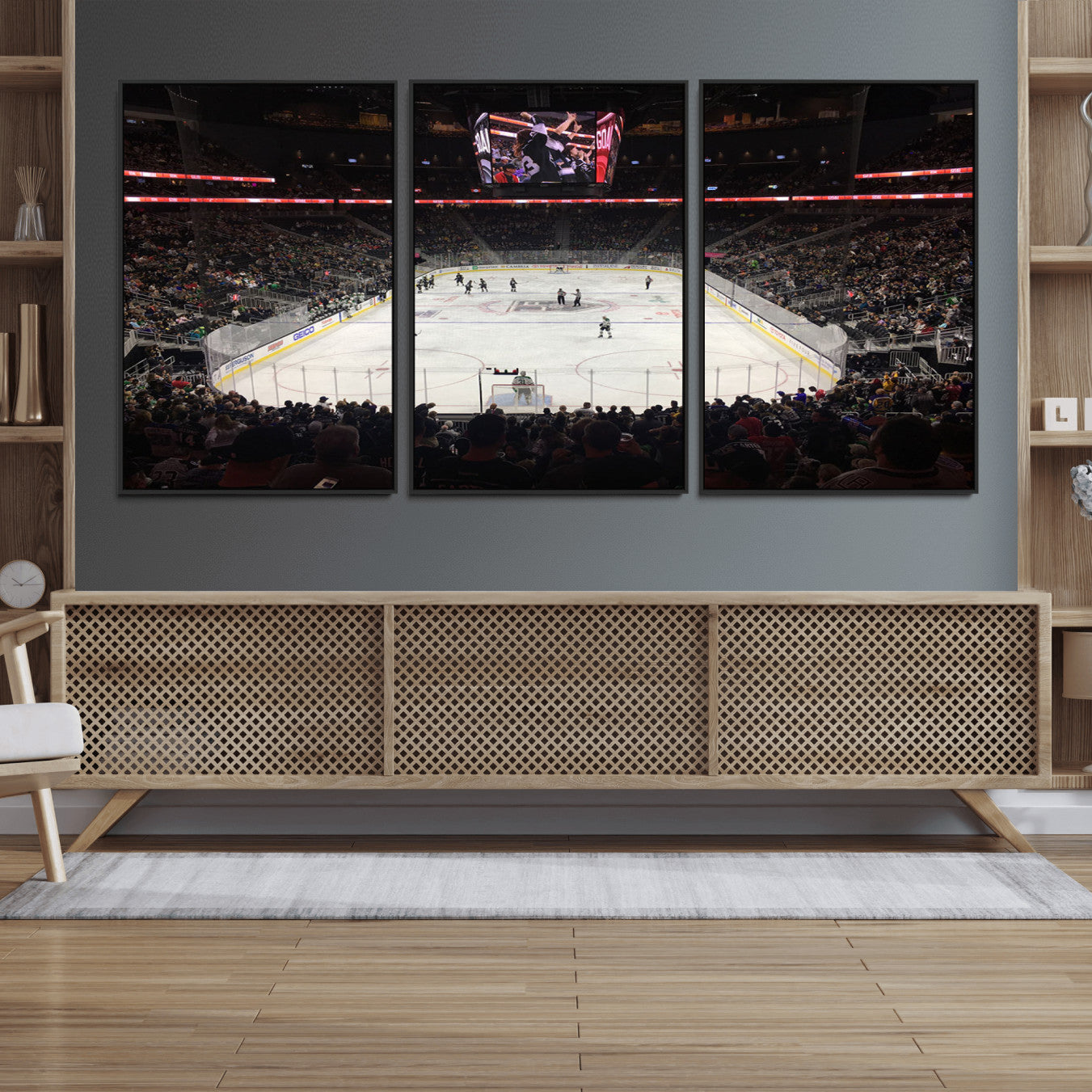14802-MGV-FC-60X30-3P_Black-T Mobile Arena Paradise Nevada Vegas Golden Knights Ice Hockey Stadium Canvas Print Wall Art