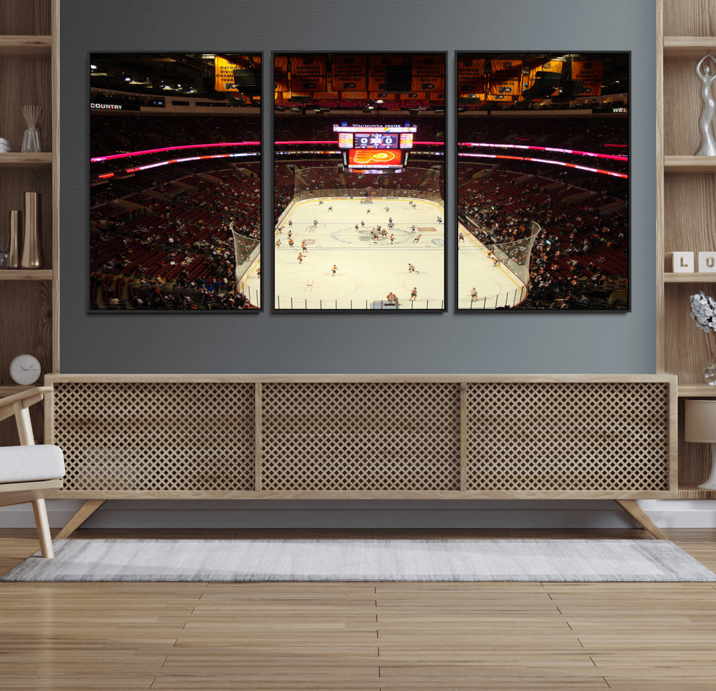 98213-MGV-FC-60X30-3P_Black-Wachovia Center Priort of Lyers Game Ice Hockey Stadium Canvas Print, Lyers Game Ice Hockey Stadium
