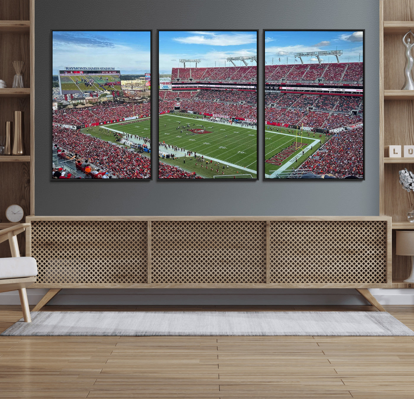 52828-MGV-FC-60X30-3P_Black-Florida Tampa Raymond James Stadium Wall Art Canvas Print - NFL Football Stadium Print Canvas