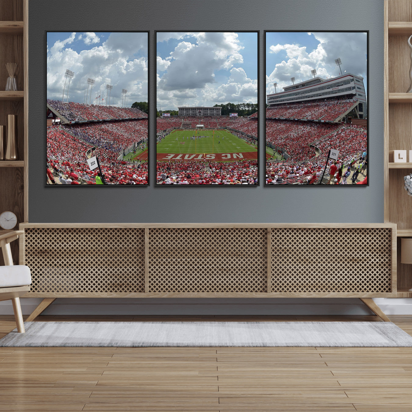 30640-MGV-FC-60X30-3P_Black-NC State Wolfpack Football Team Print Canvas- Raleigh Carter-Finley Stadium Wall Art Canvas Print