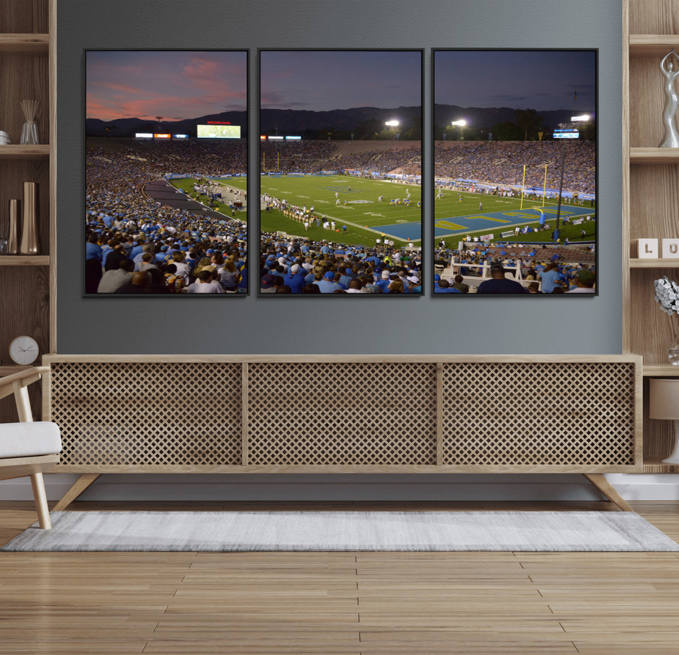 90359-MGV-FC-60X30-3P_Black-UCLA Bruins Football Team Print - Pasadena Rose Bowl Stadium Wall Art Canvas Print