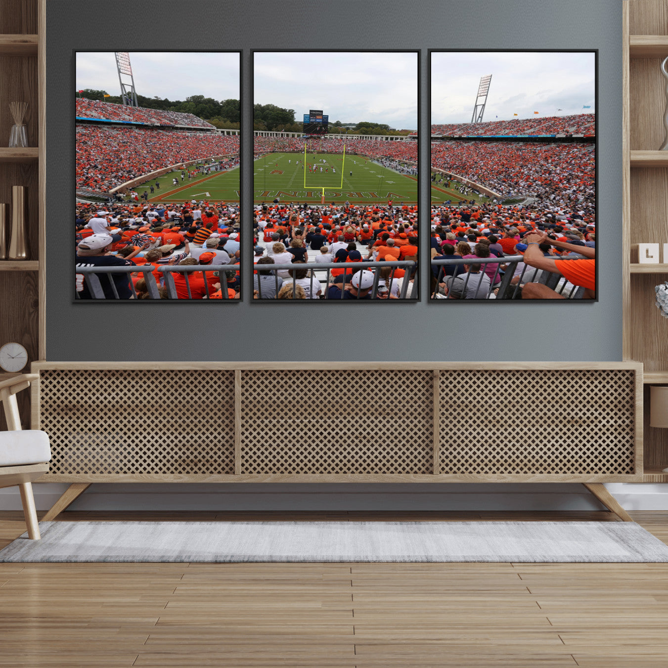 63606-MGV-CV-36X24 - Virginia Cavaliers Football Team Print - Charlottesville Scott Stadium Print Wall Art Canvas
