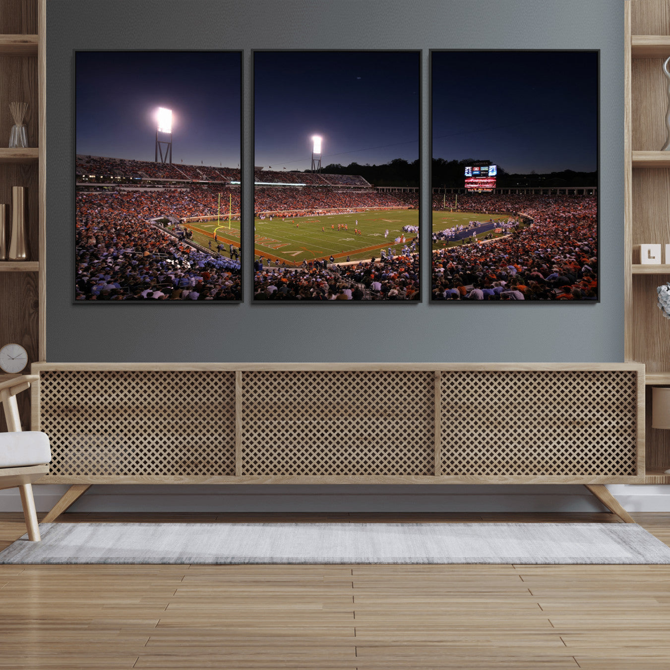 69378-MGV-FC-60X30-3P_Black-Virginia Cavaliers Football Team Print - Charlottesville Scott Stadium Canvas Print Wall Art