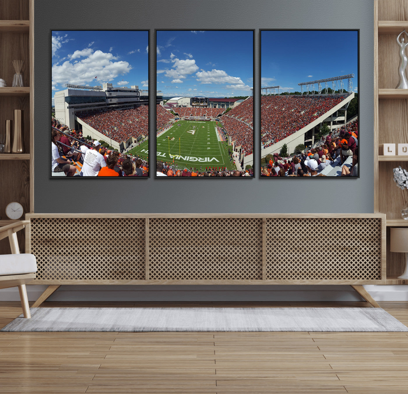 87769-MGV-FC-60X30-3P_Black-Virginia Tech Hokies Football Team Print - Blacksburg Lane Stadium Wall Art Canvas Print