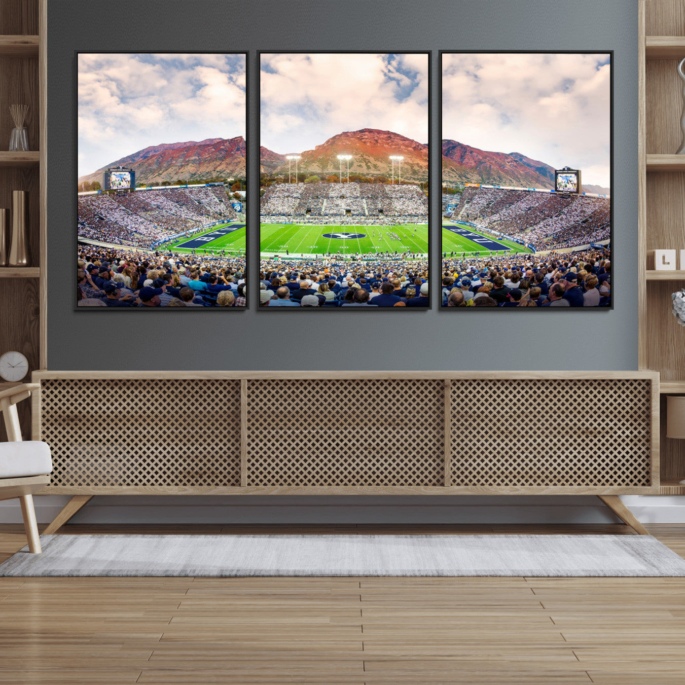 -Brigham Young University Cougars Football Team Print - Provo LaVell Edwards Stadium Wall Art Canvas